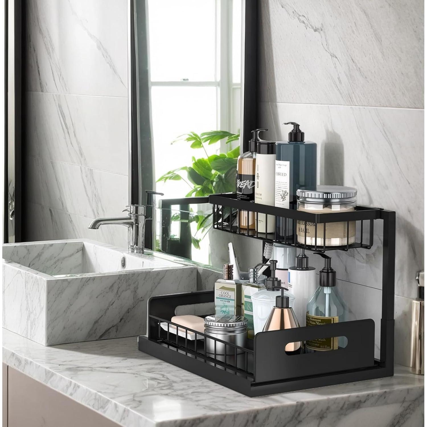 Organizador Bajo Fregadero Barphygo 2 Niveles Metal Negro