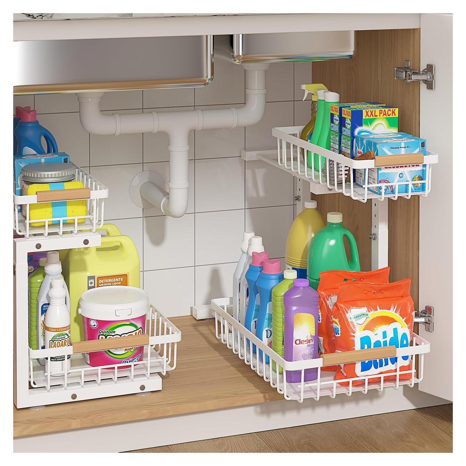 Organizador Bajo Fregadero ADRIMER 2 Niveles Extraíble Blanco