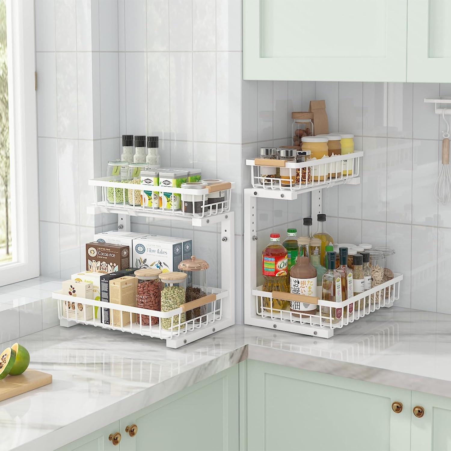 Organizador Bajo Fregadero ADRIMER 2 Niveles Extraíble Blanco