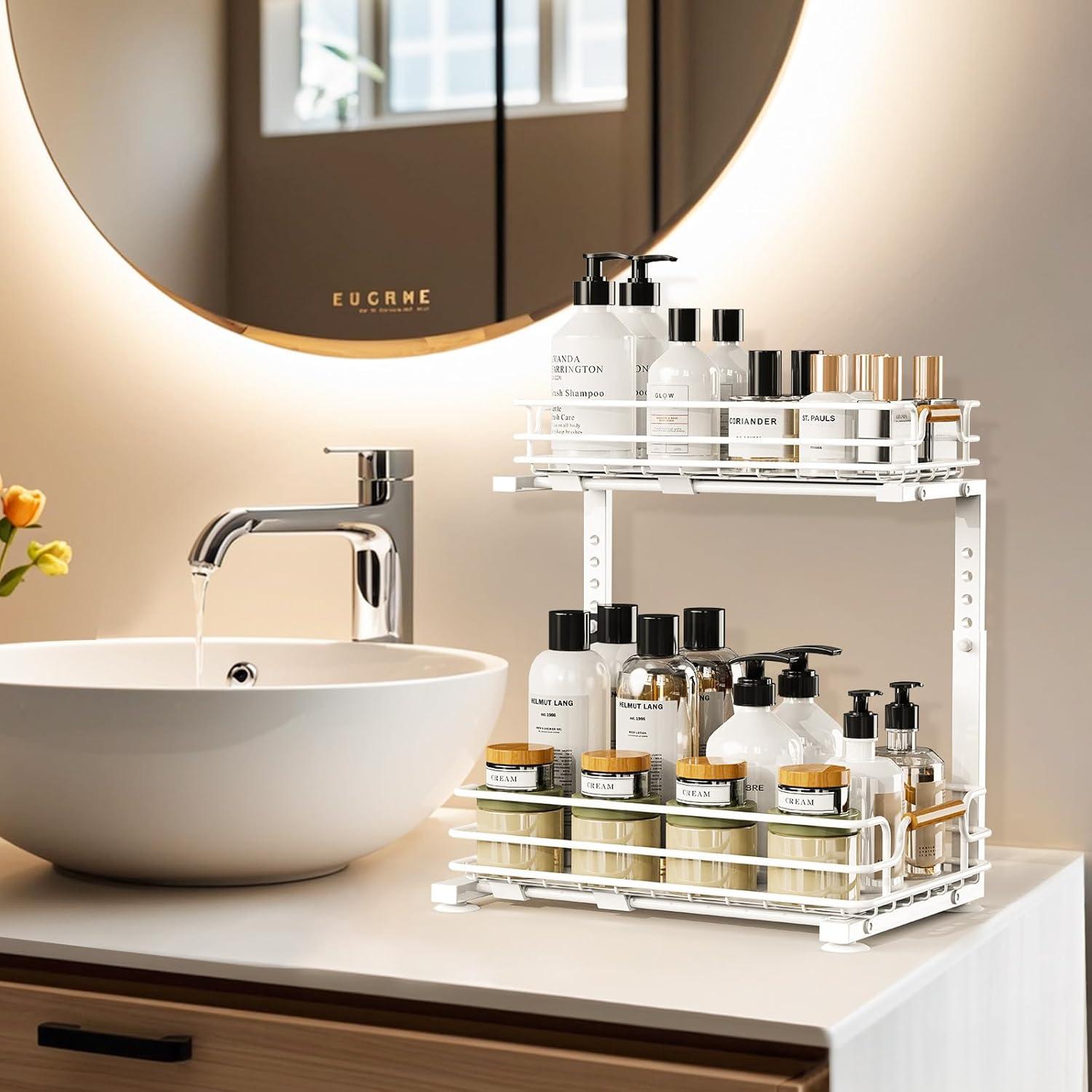 Organizador Bajo Fregadero JYPS 2 Niveles Ajustable Blanco