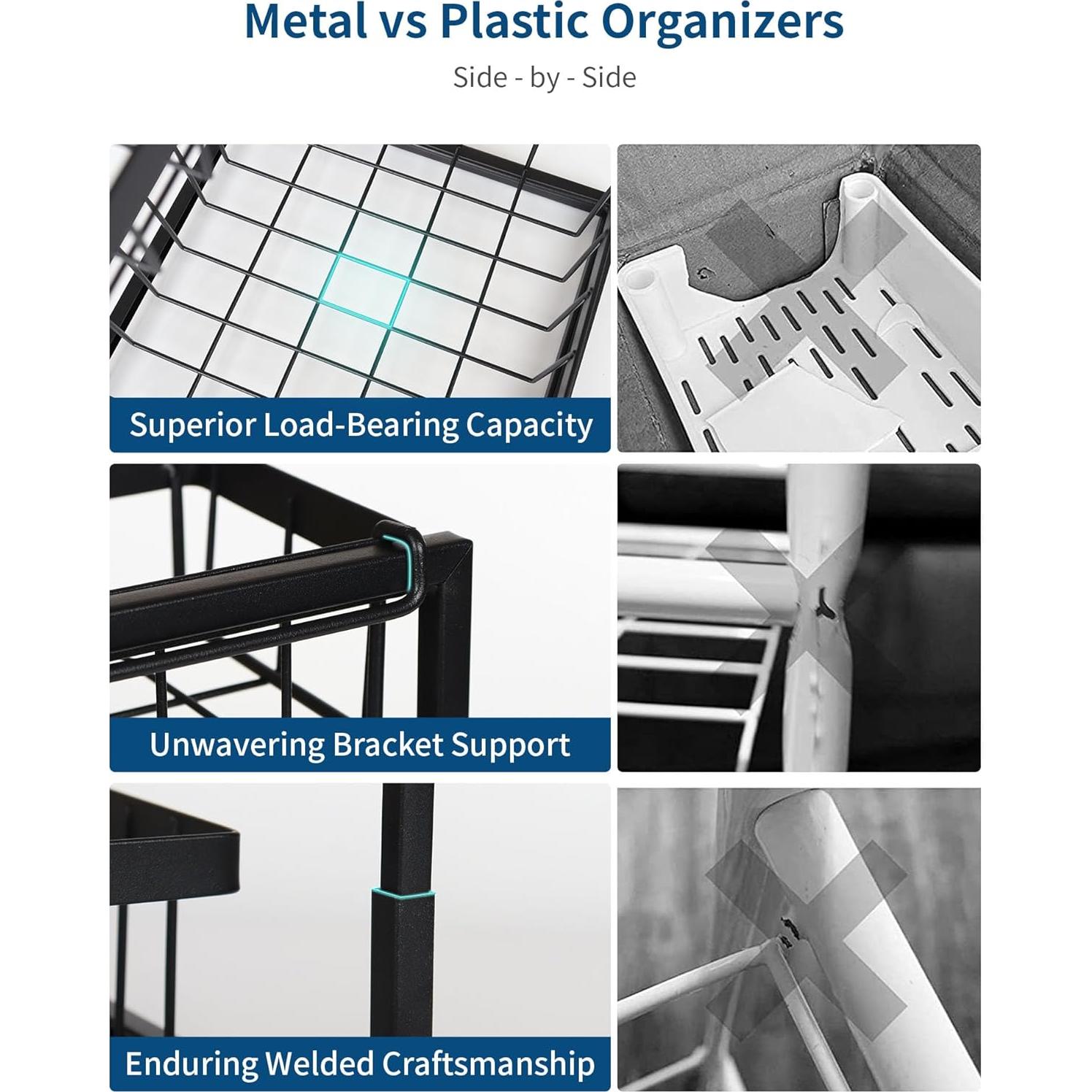 Organizador Bajo Fregadero Zyerch 2 Niveles Metal Negro