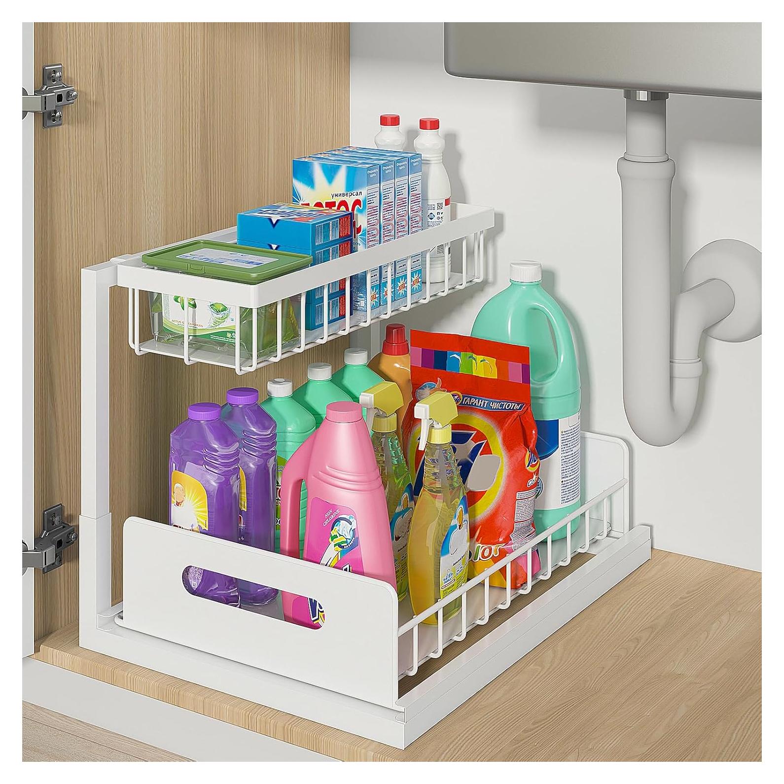 Organizador Bajo Fregadero Bukfen Blanco 2 Niveles Ajustable