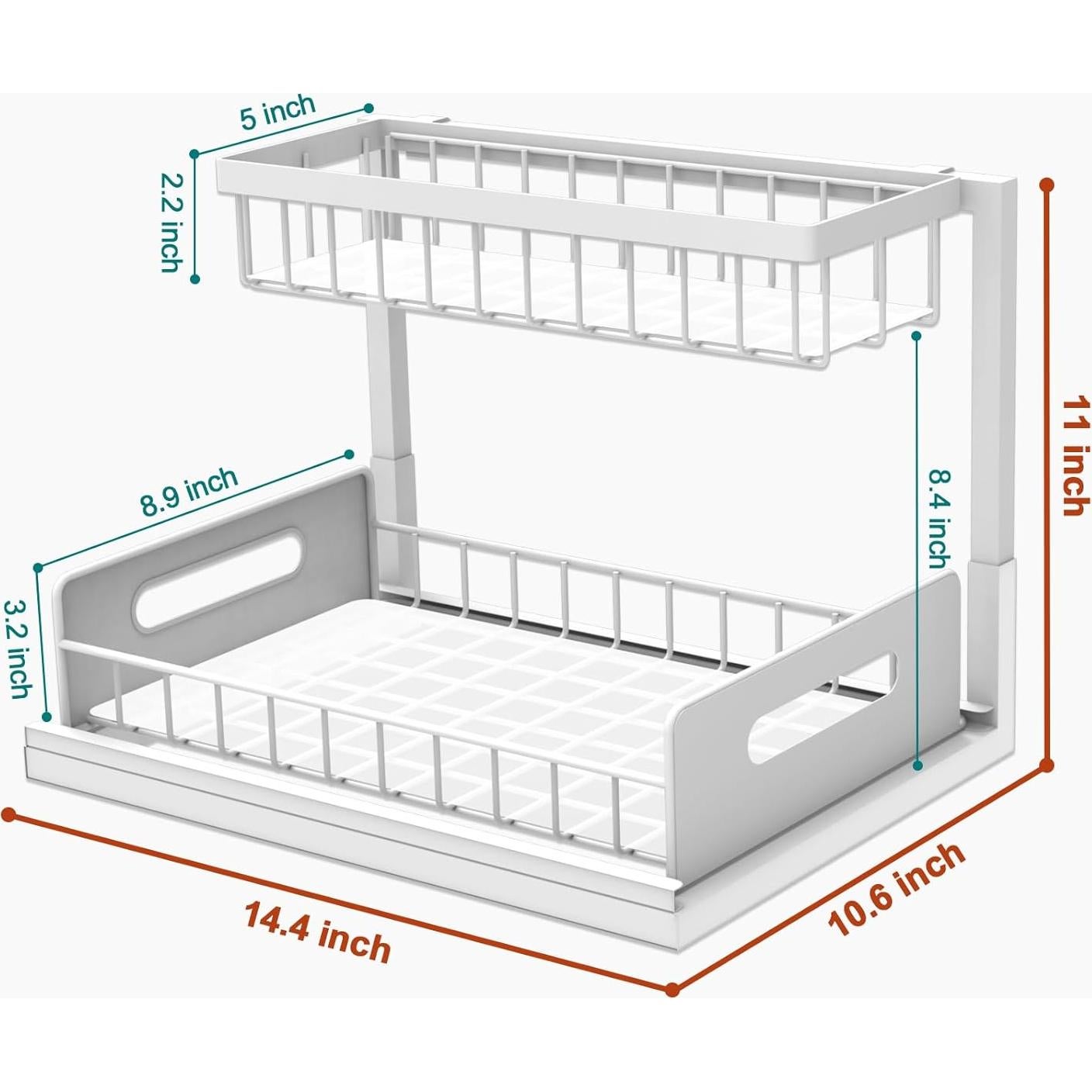 Organizador Bajo Fregadero Bukfen Blanco 2 Niveles Ajustable