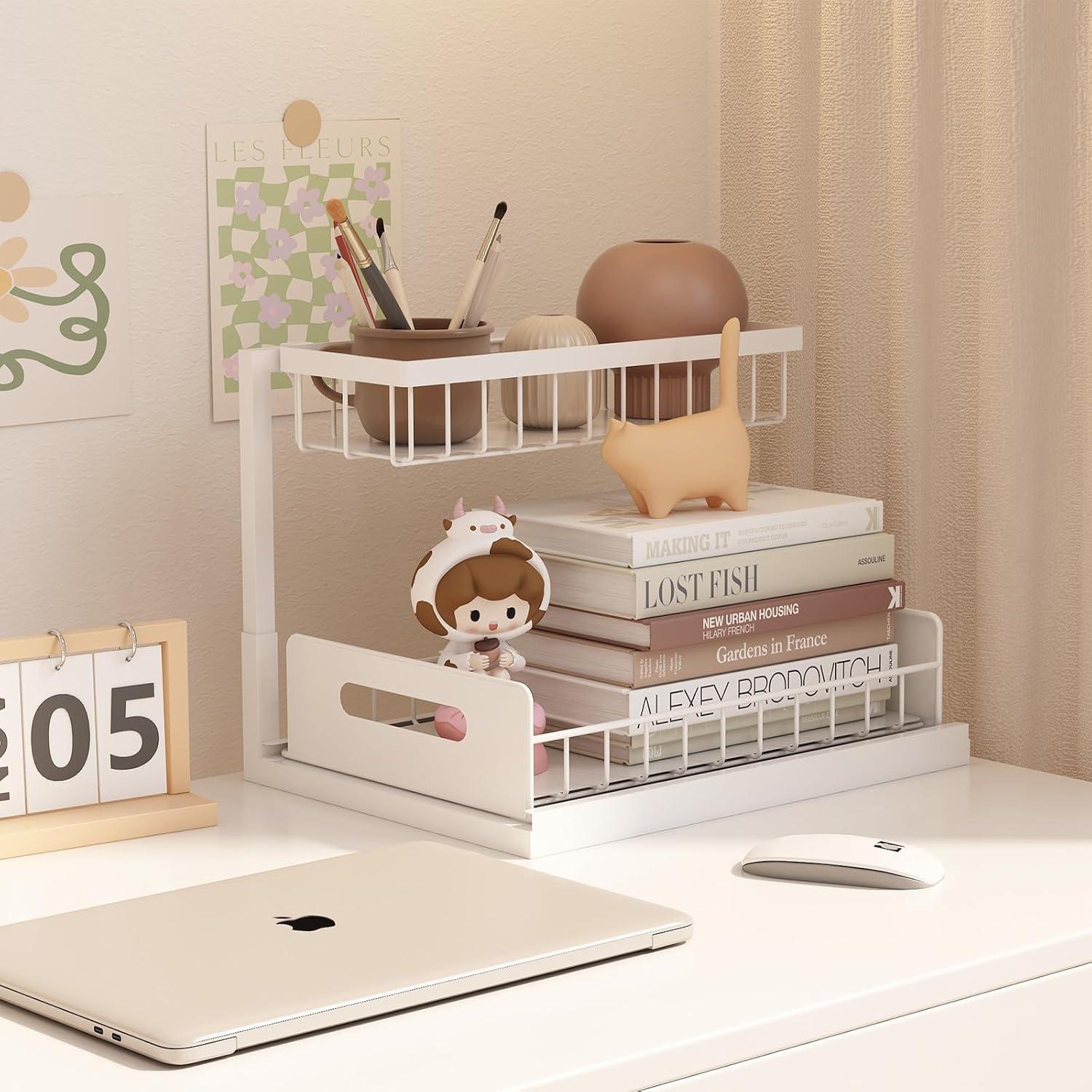 Organizador Bajo Fregadero Bukfen Blanco 2 Niveles Ajustable