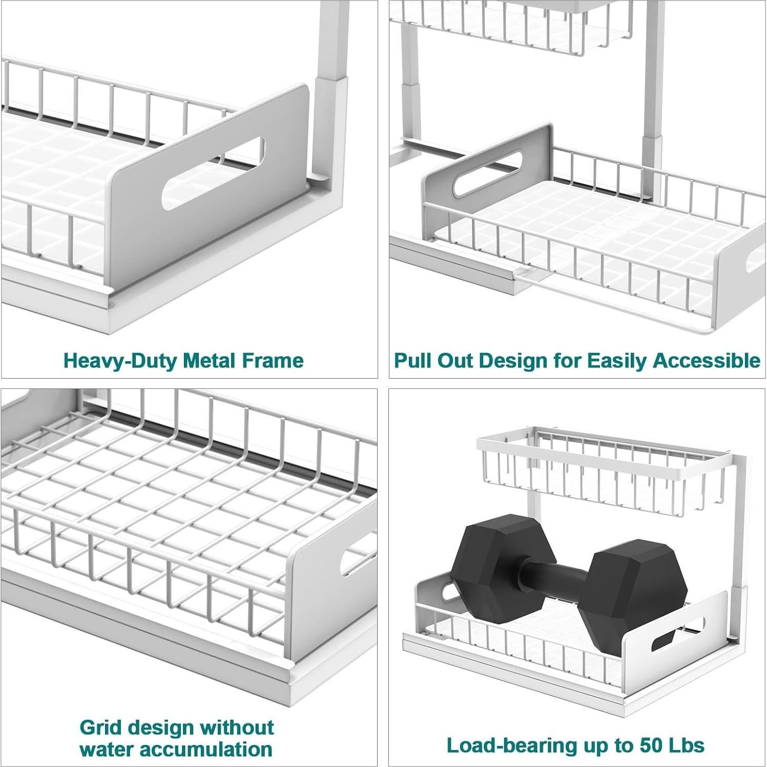 Organizador Bajo Fregadero Bukfen Blanco 2 Niveles Ajustable