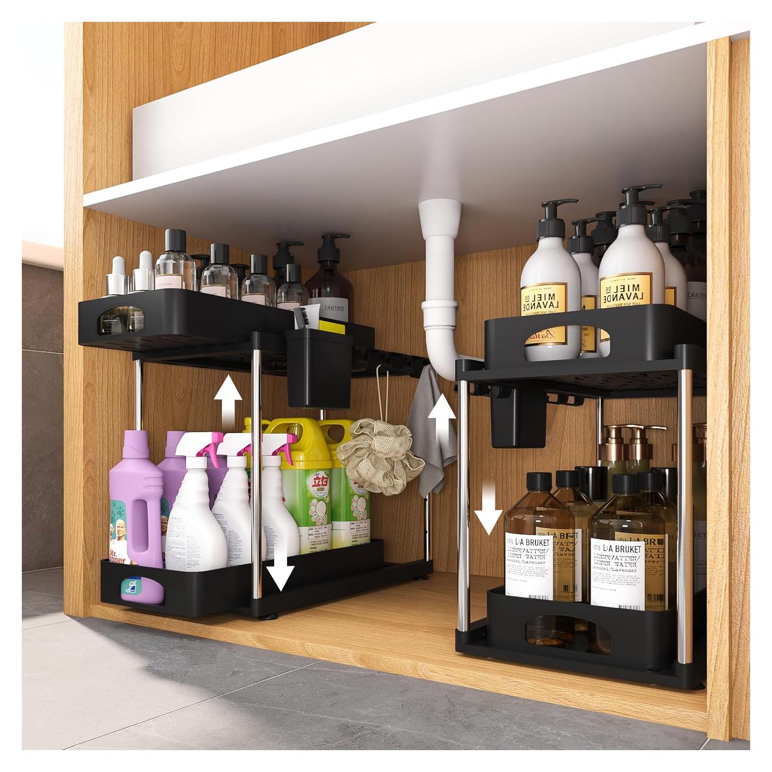 Organizador Bajo Fregadero COYACOOL Negro Ajustable 2 Niveles