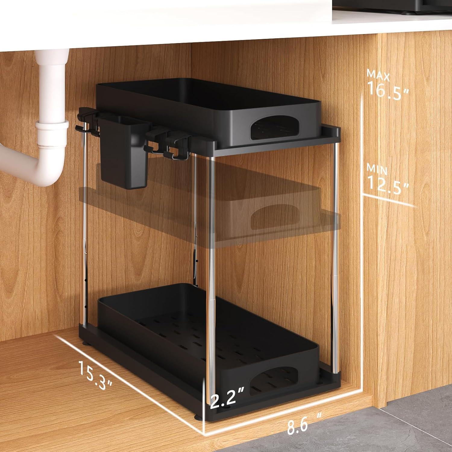 Organizador Bajo Fregadero COYACOOL Negro Ajustable 2 Niveles