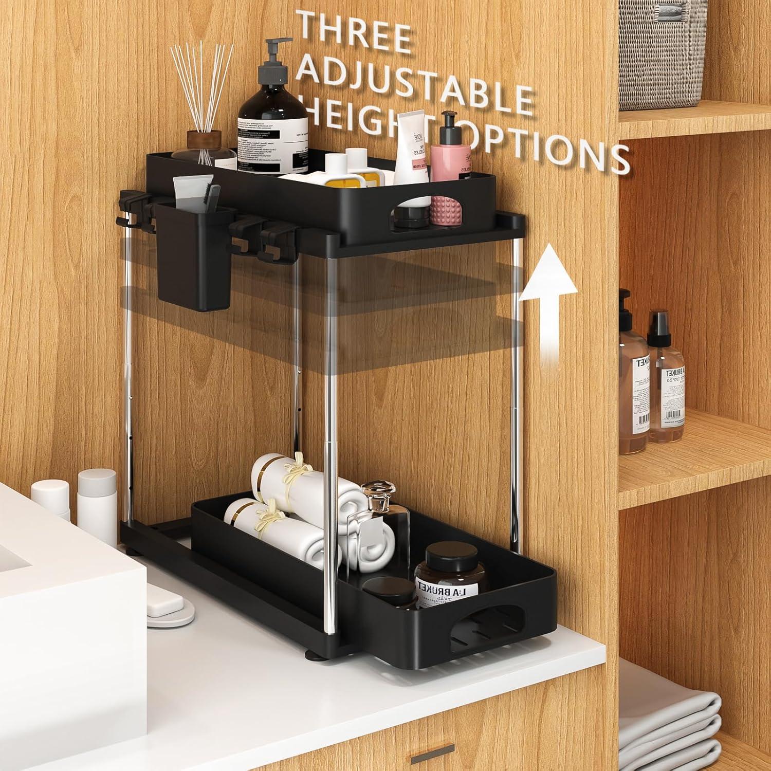 Organizador Bajo Fregadero COYACOOL Negro Ajustable 2 Niveles