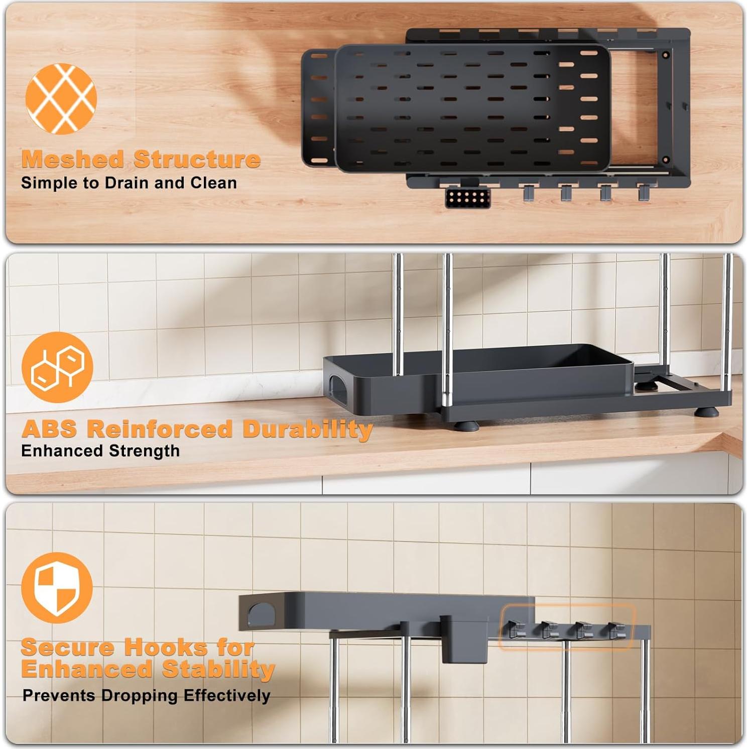 Organizador Bajo Fregadero COYACOOL Negro Ajustable 2 Niveles