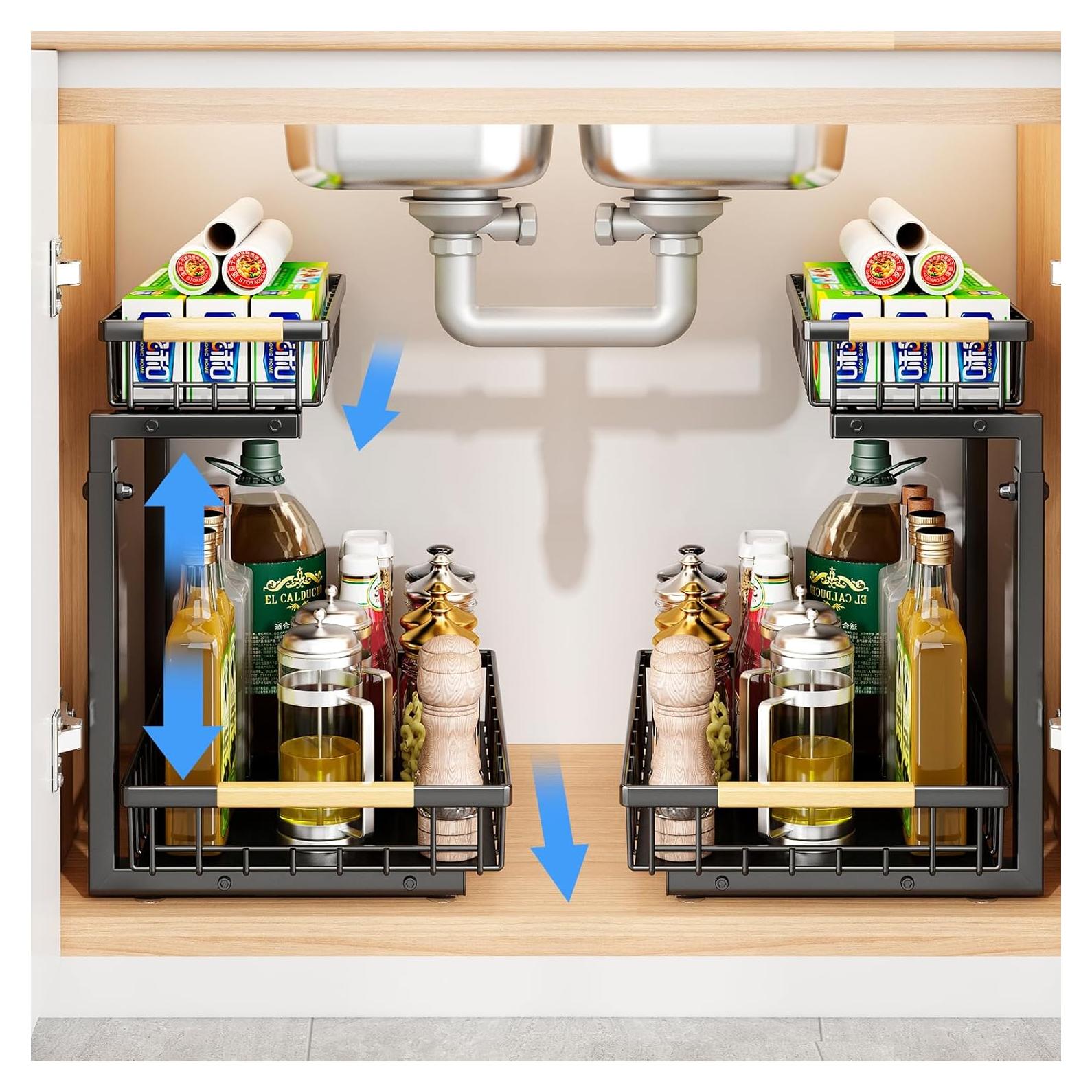 Organizador Bajo Fregadero FAMIDGE 2 Niveles Ajustable Negro