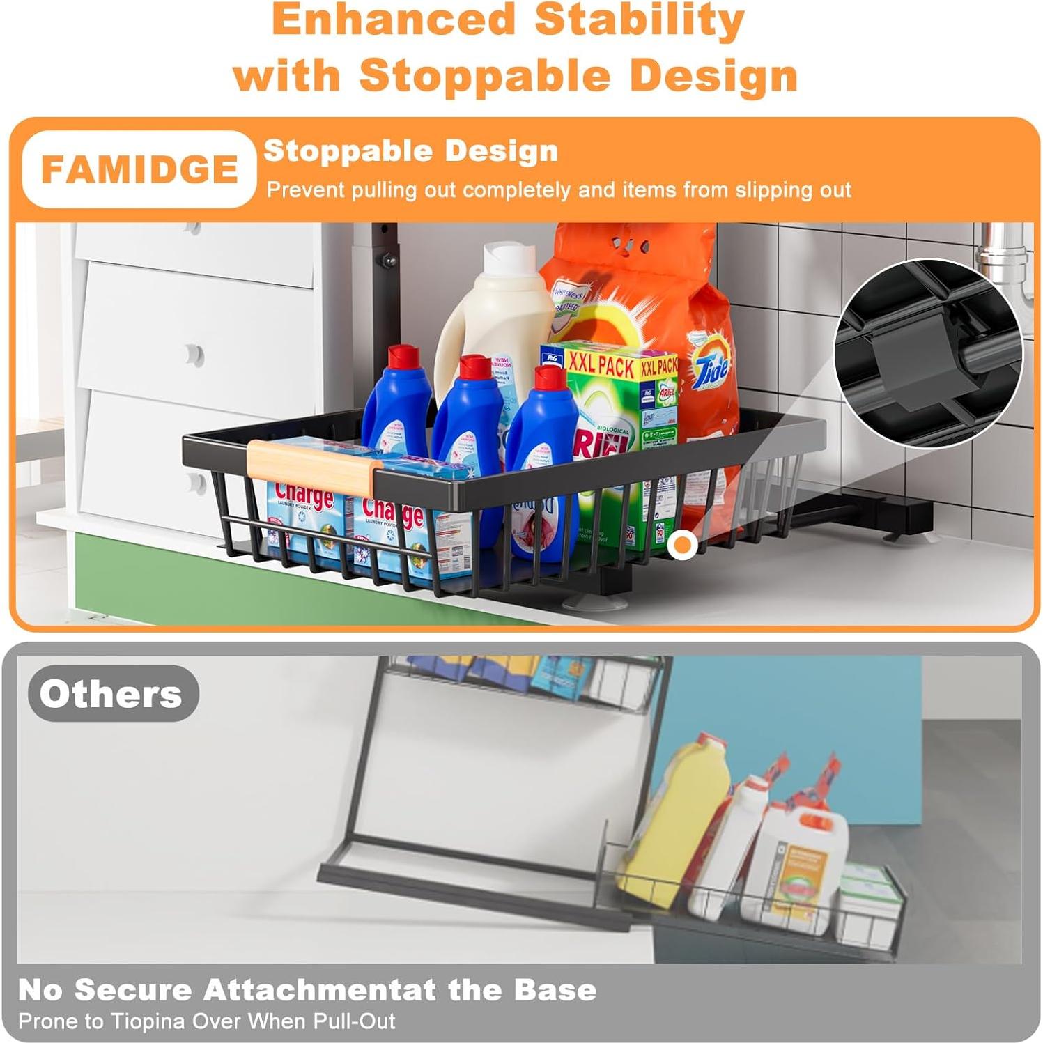 Organizador Bajo Fregadero FAMIDGE 2 Niveles Ajustable Negro