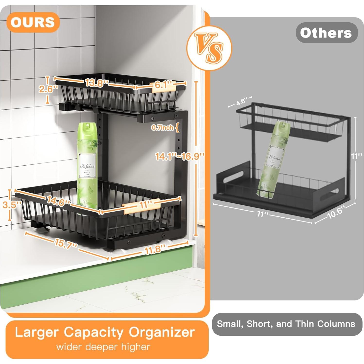 Organizador Bajo Fregadero FAMIDGE 2 Niveles Ajustable Negro