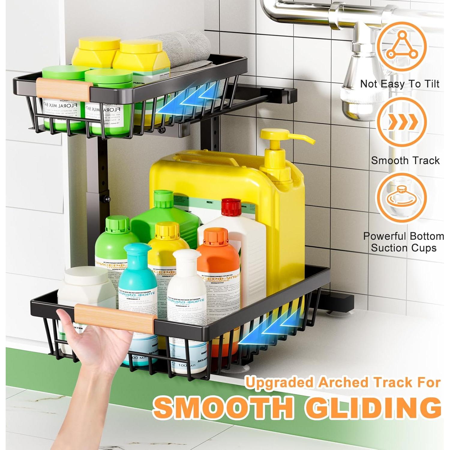 Organizador Bajo Fregadero FAMIDGE 2 Niveles Ajustable Negro