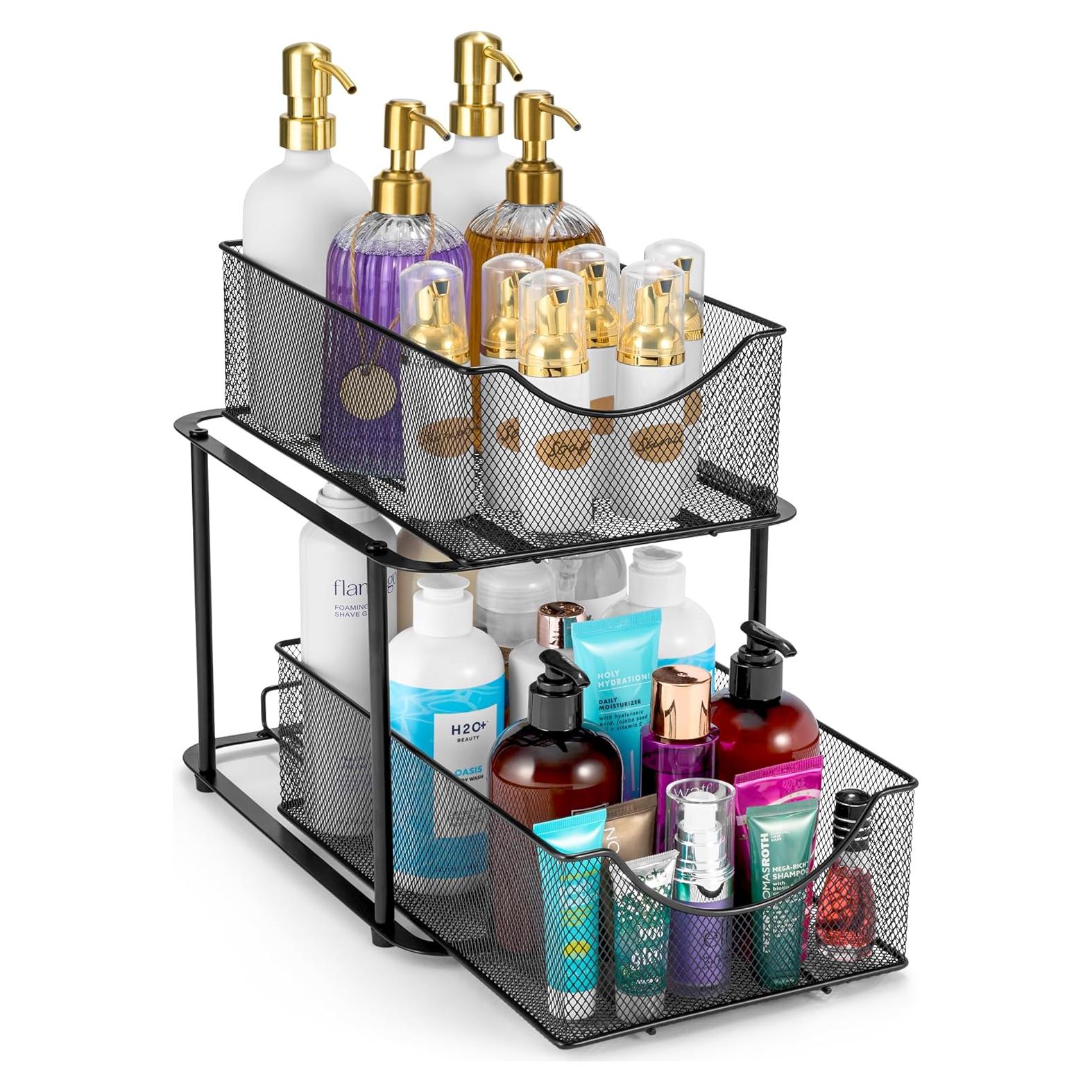 Organizador de 2 Niveles Sorbus para Debajo del Fregadero - Negro