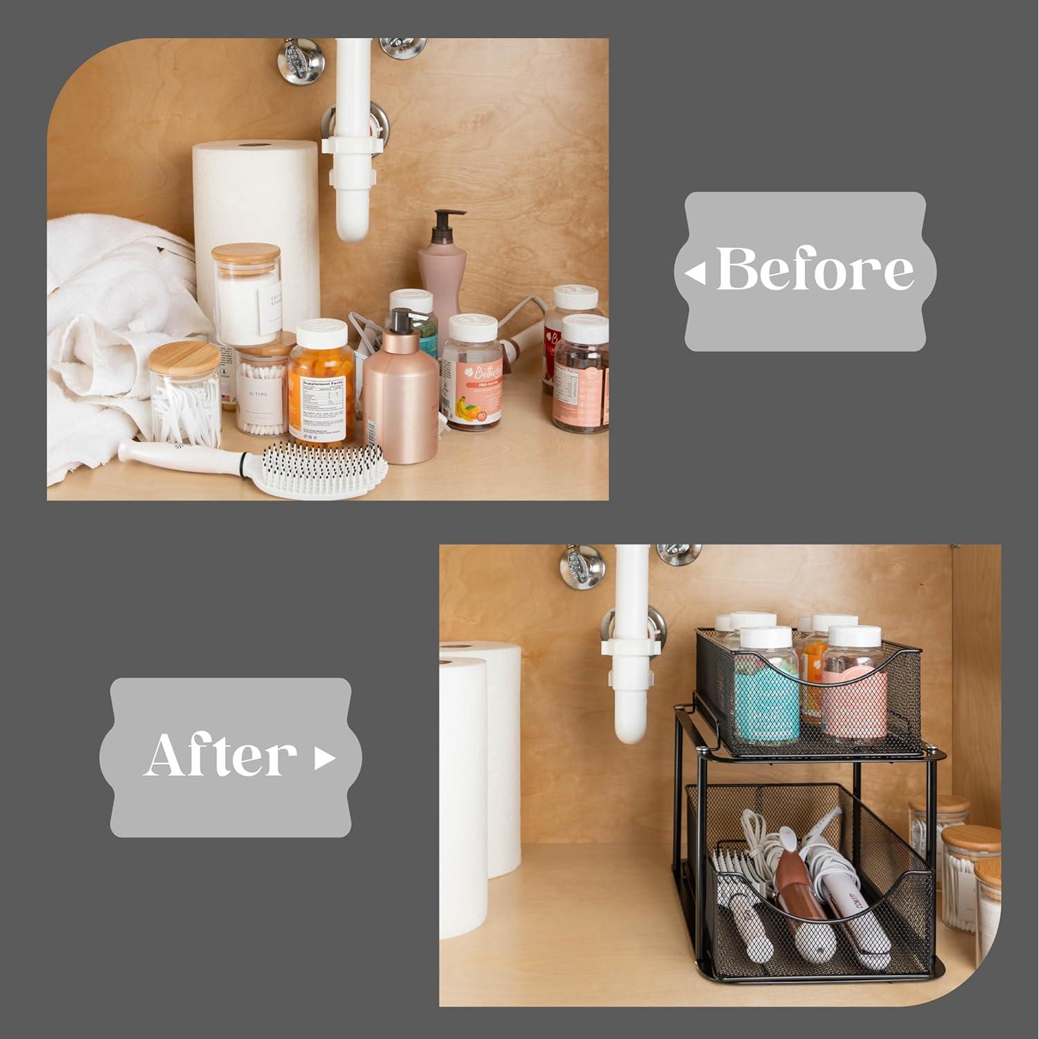 Organizador de 2 Niveles Sorbus para Debajo del Fregadero - Negro