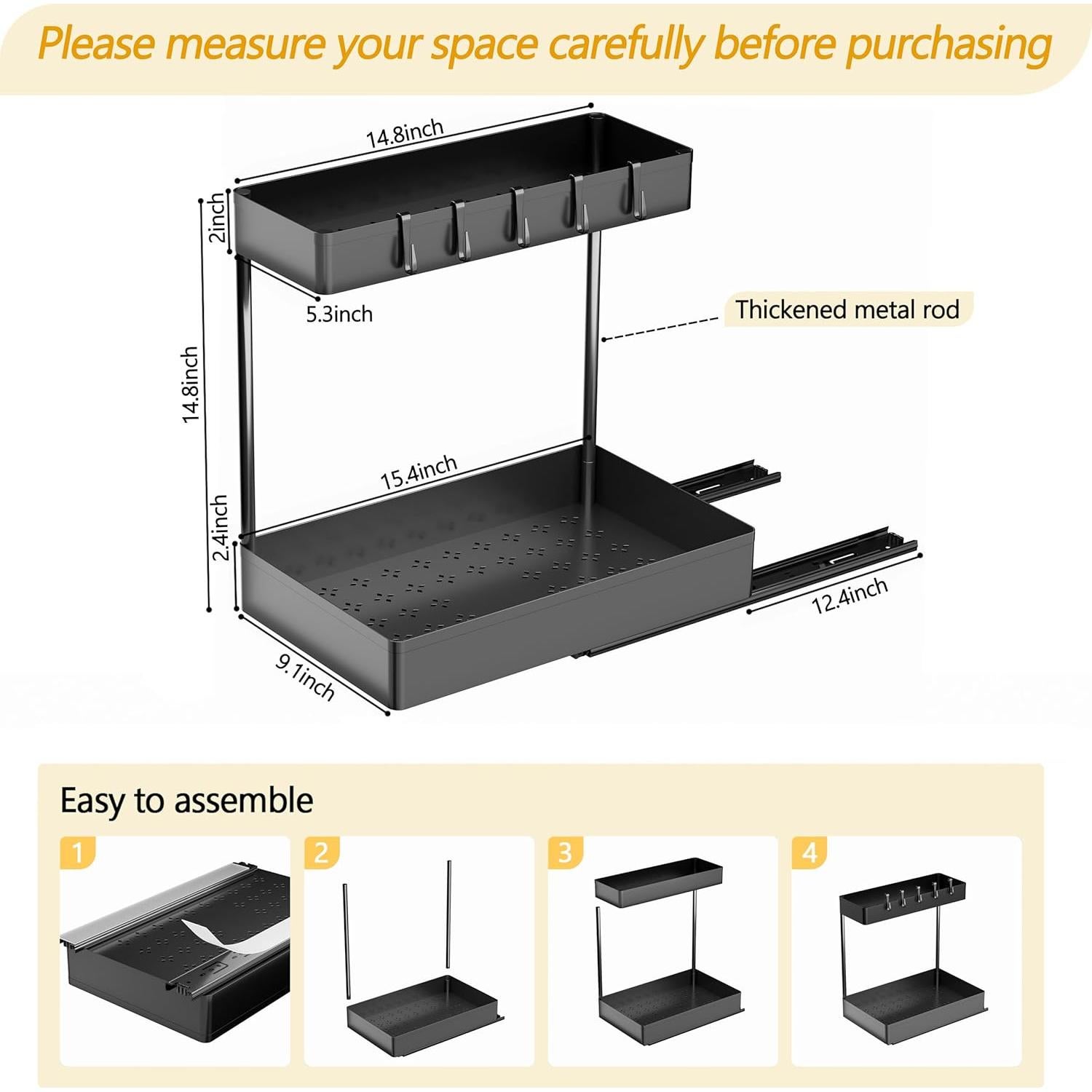 Organizador Bajo Fregadero Creahaus 2 Niveles 2 Pack Metal