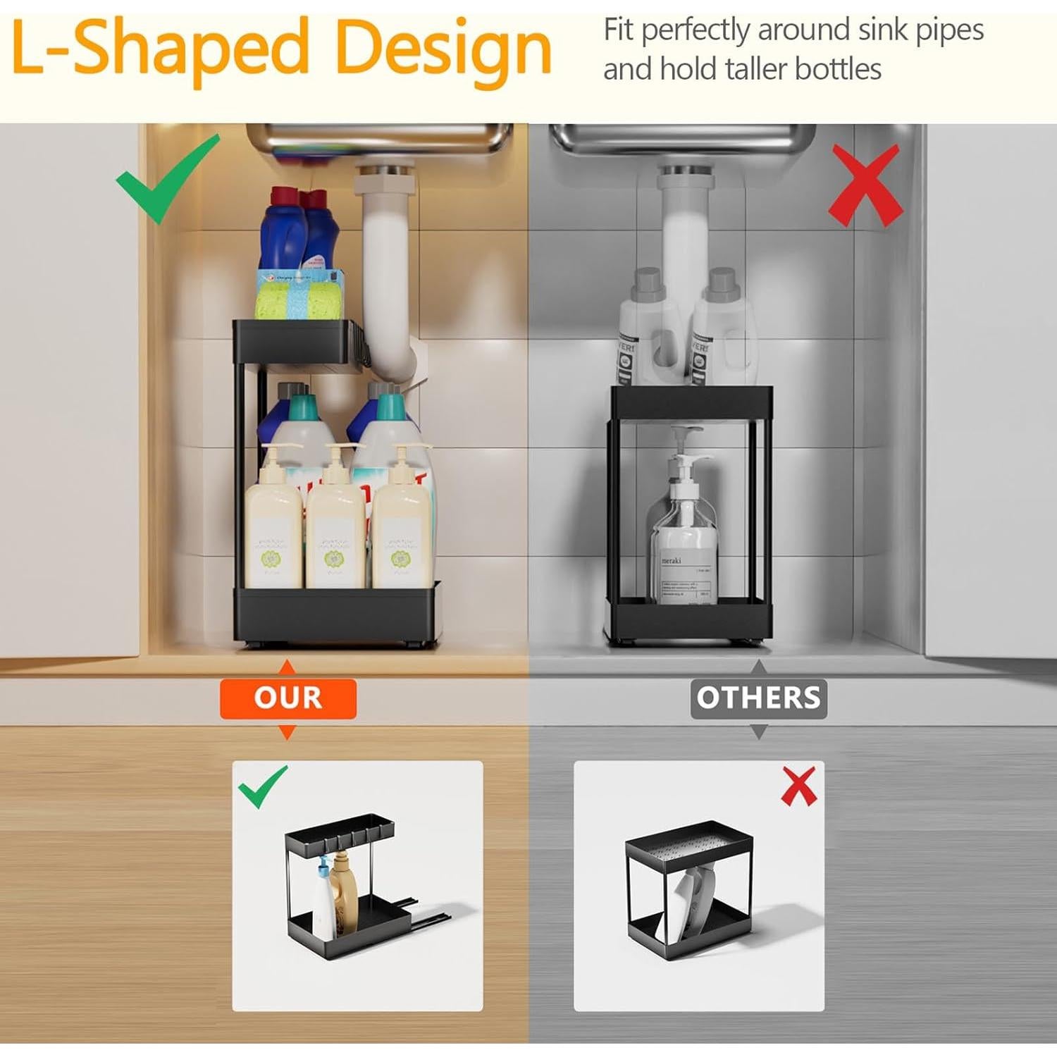 Organizador Bajo Fregadero Creahaus 2 Niveles 2 Pack Metal