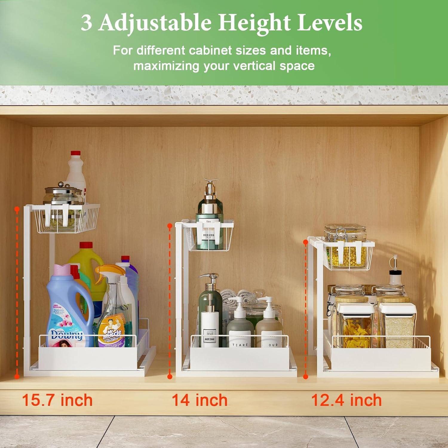 Organizador Bajo Fregadero REALINN Ajustable 2 Niveles Blanco