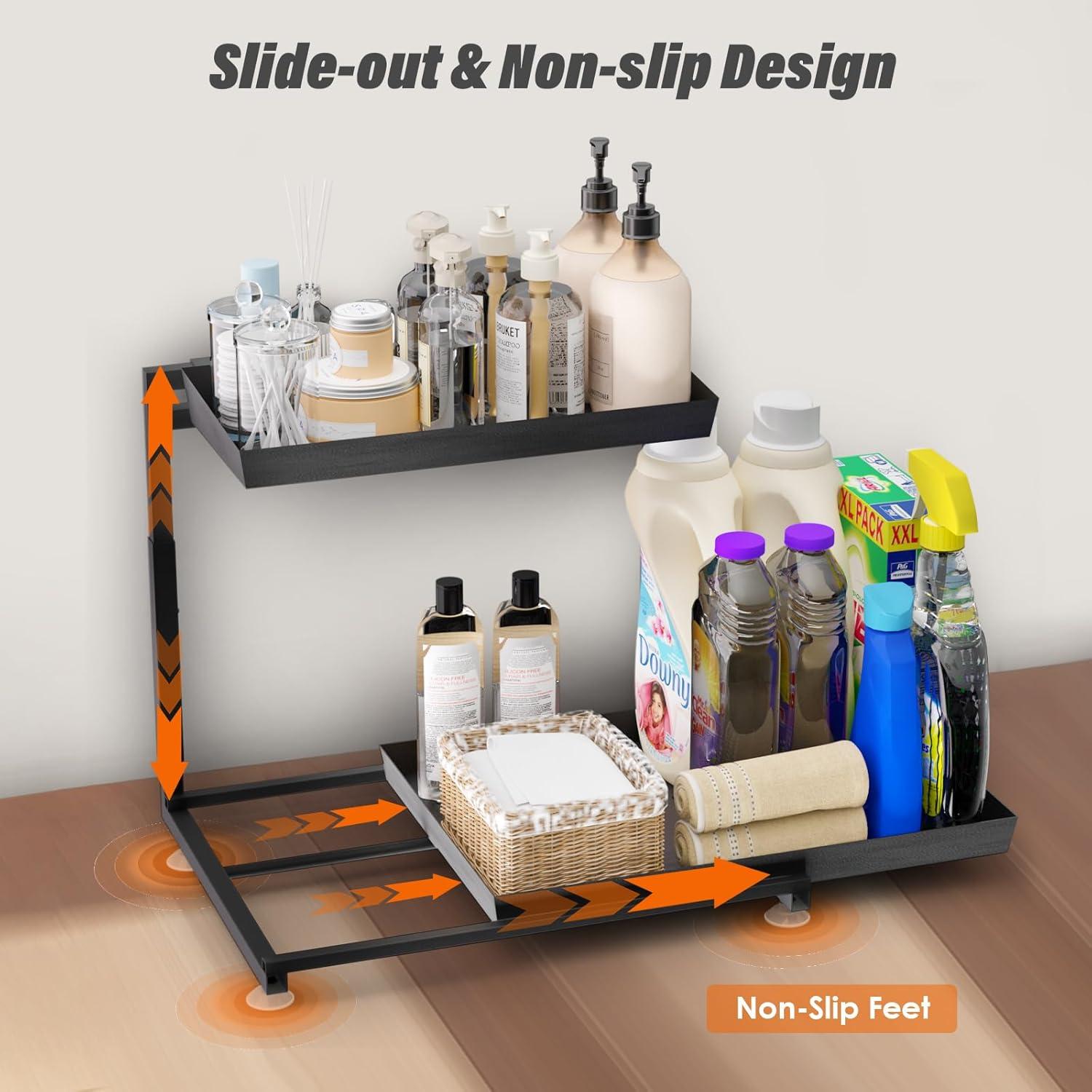 Organizador Bajo Fregadero TATAANTY 2 Niveles Ajustables Negro