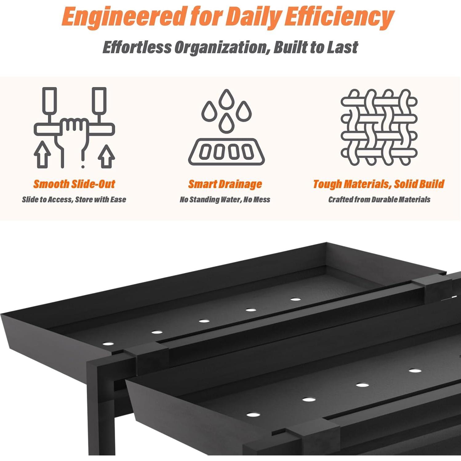 Organizador Bajo Fregadero TATAANTY 2 Niveles Ajustables Negro