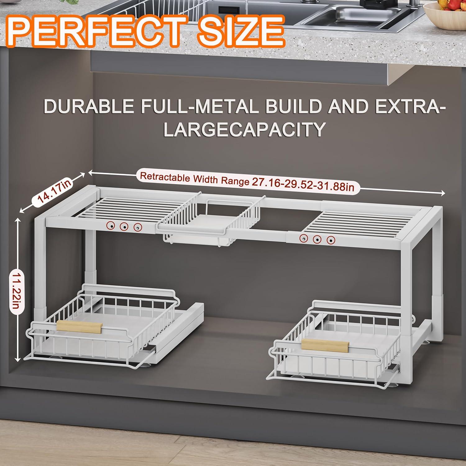 Organizador Bajo Fregadero INGIORDAR 2 Niveles Ajustable Blanco