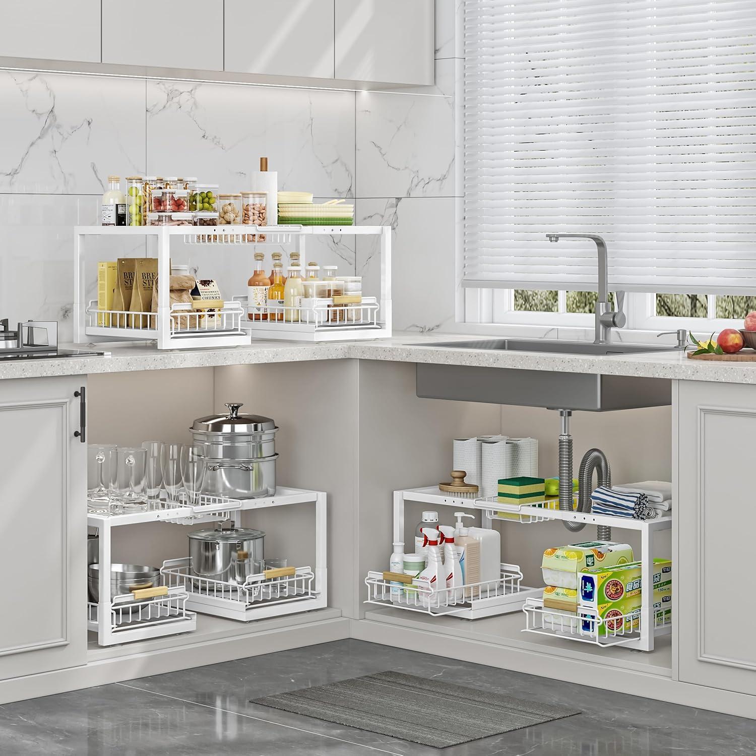 Organizador Bajo Fregadero INGIORDAR 2 Niveles Ajustable Blanco