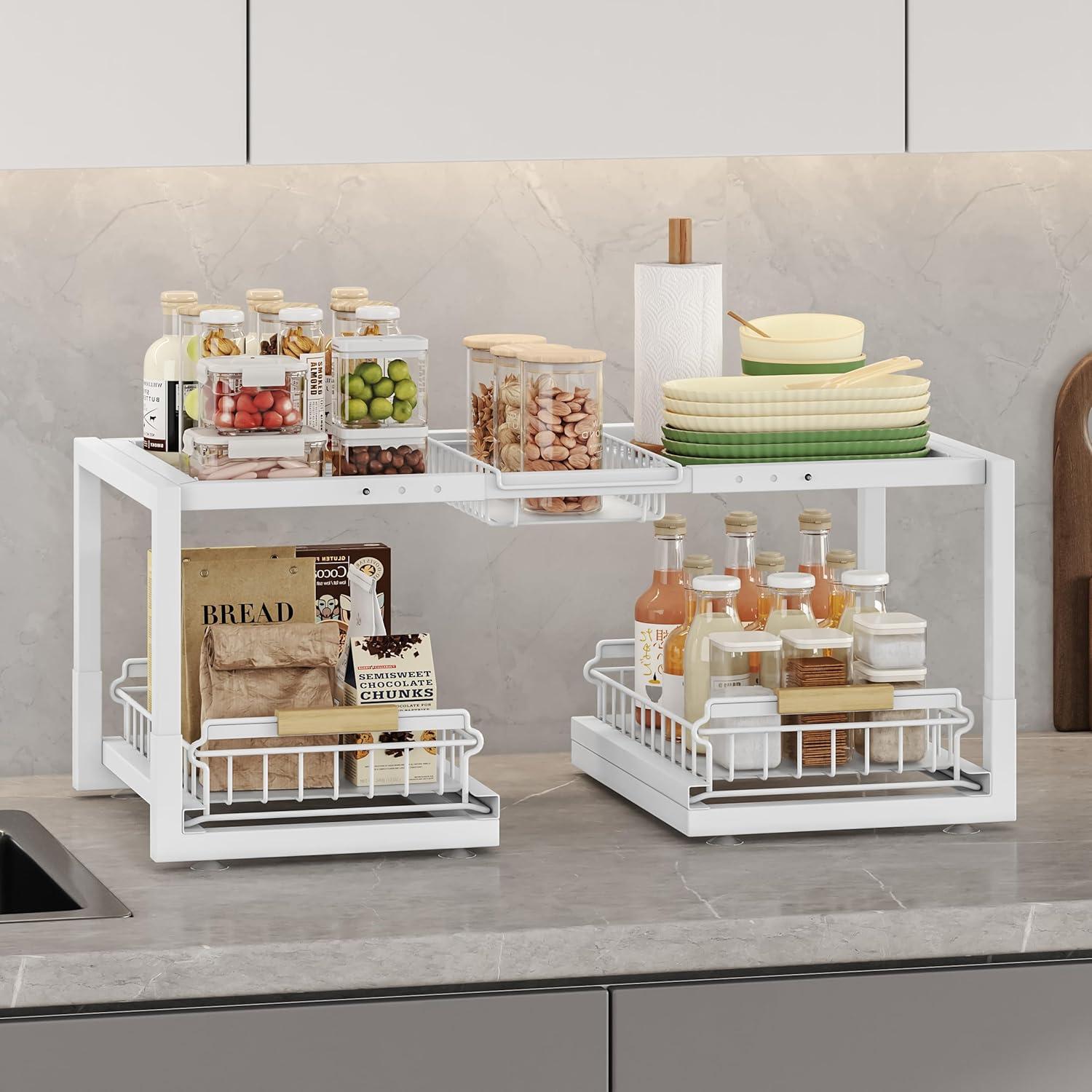 Organizador Bajo Fregadero INGIORDAR 2 Niveles Ajustable Blanco