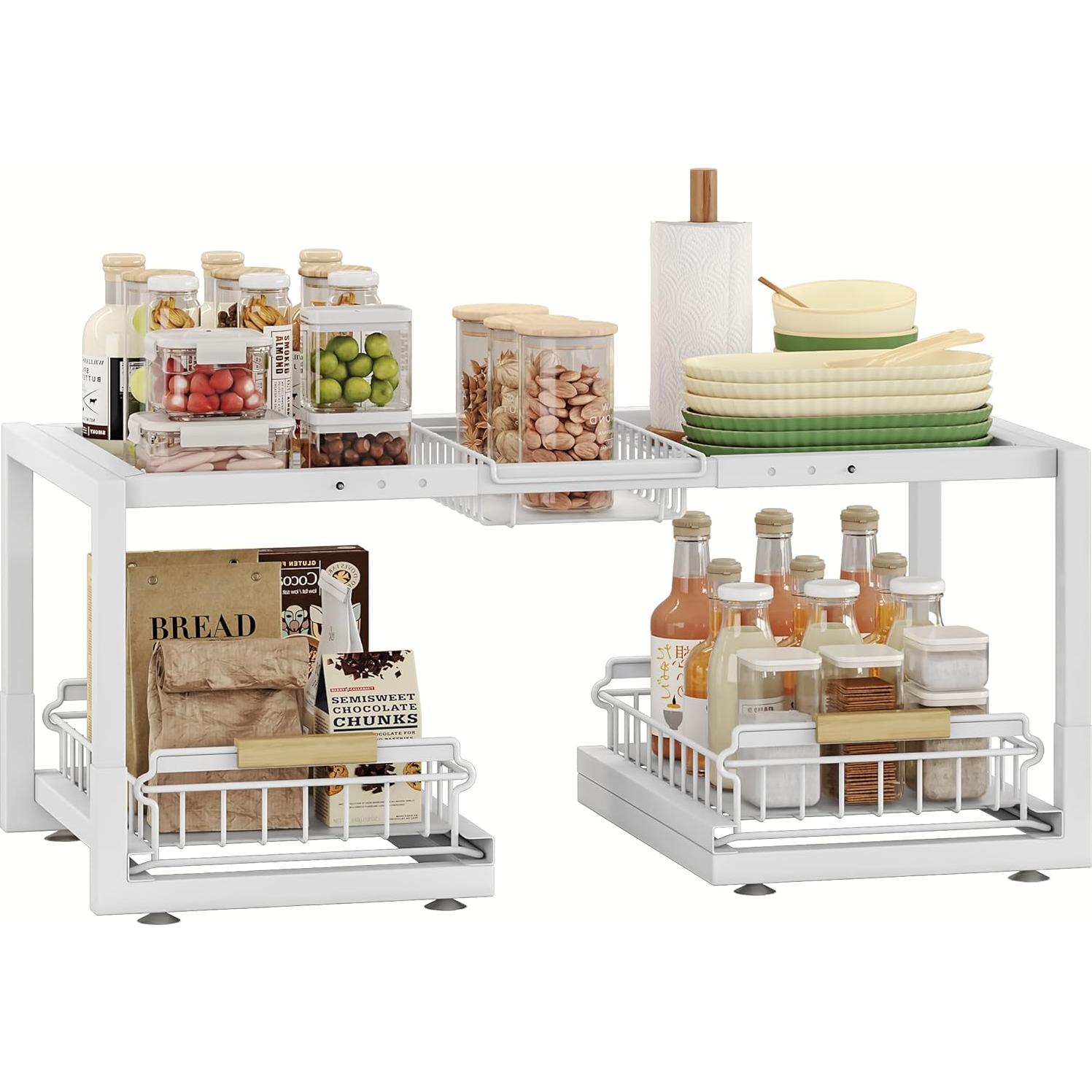 Organizador Bajo Fregadero INGIORDAR 2 Niveles Ajustable Blanco