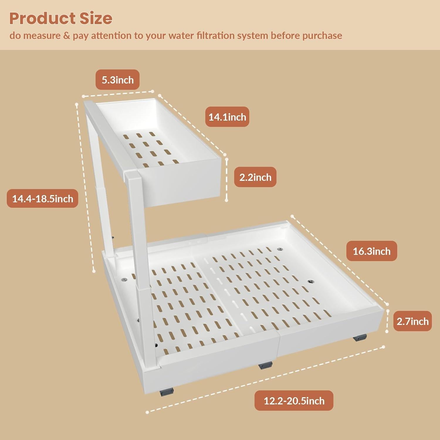 Organizador Expandible Bajo Fregadero Maywise 2 Niveles Blanco