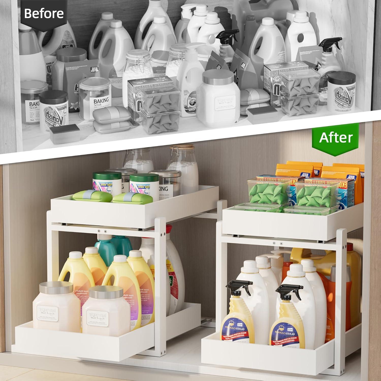 Organizadores de Bajo Fregadero APRTAT - 2 Niveles de Bambú