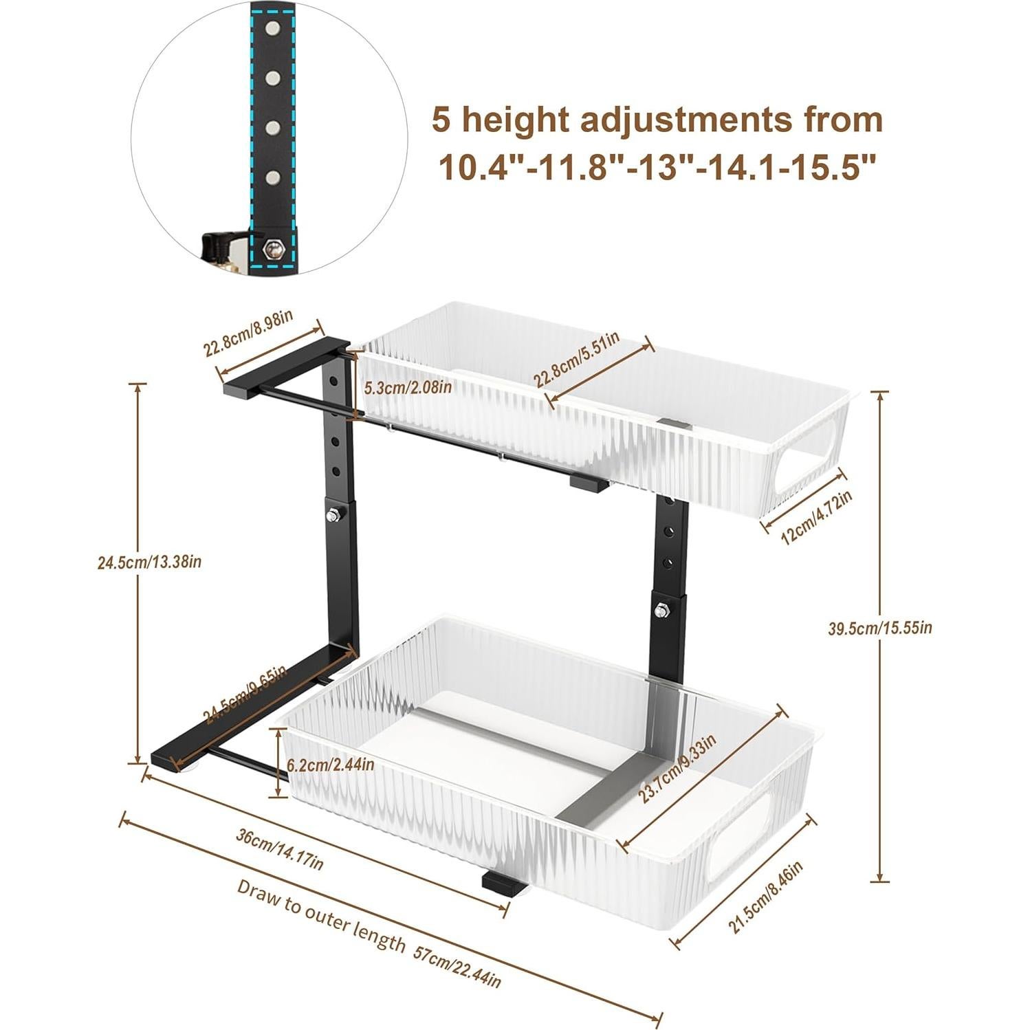 Organizador Bajo Fregadero UMDONX 2-Pack Ajustable 5 Niveles