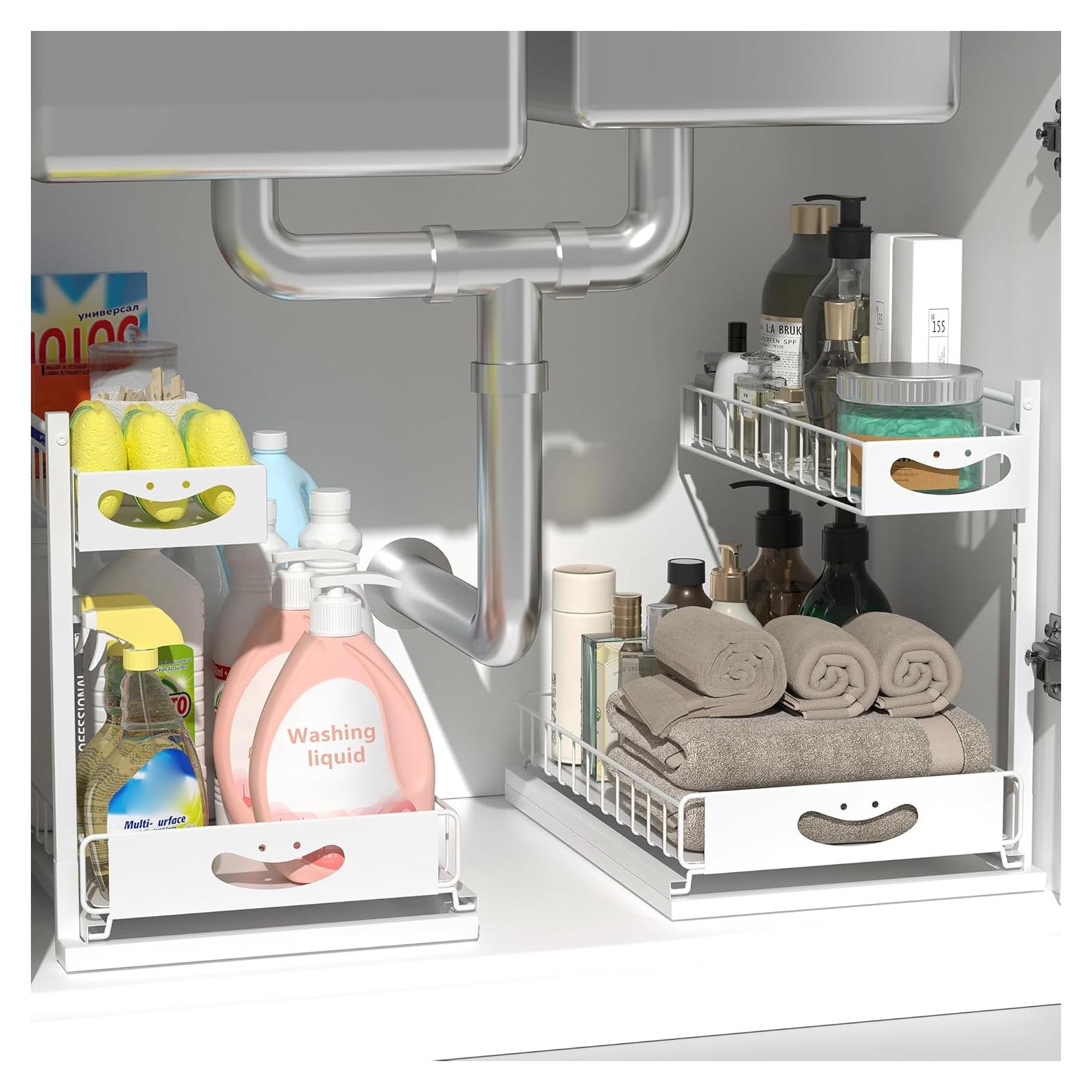 Organizador Bajo Fregadero Uninol Blanco 2 Niveles Ajustable