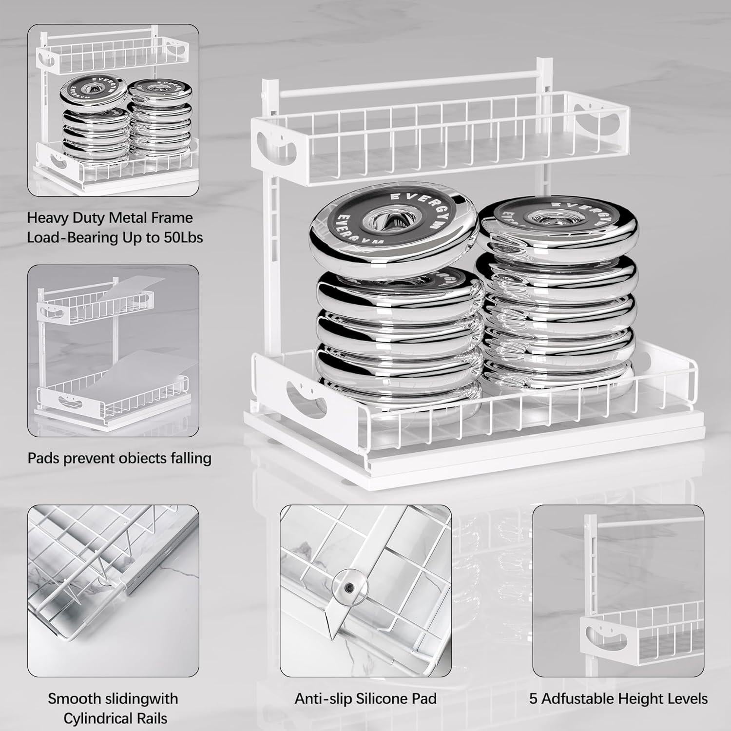 Organizador Bajo Fregadero Uninol Blanco 2 Niveles Ajustable