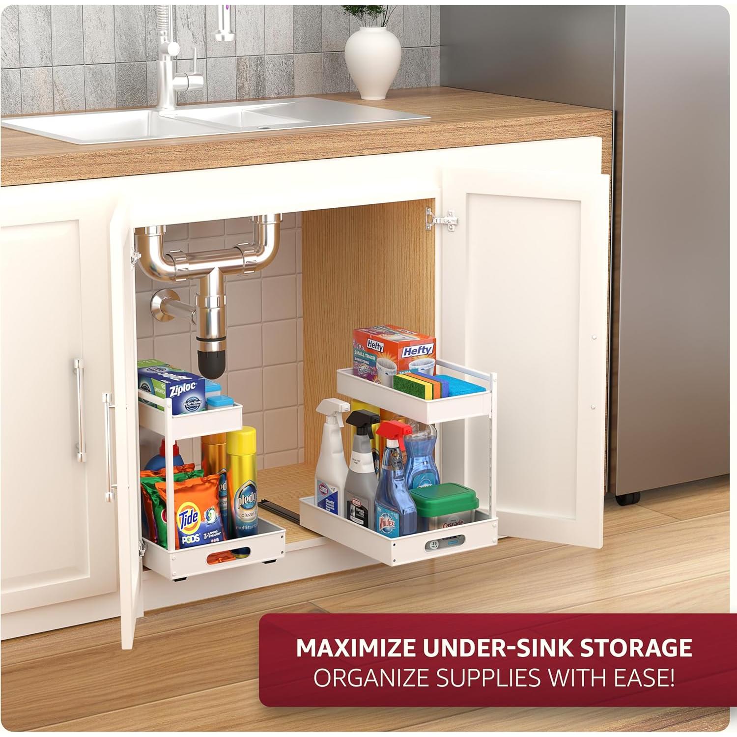 Organizador Bajo Fregadero Sorbus Blanco con Rieles Deslizantes