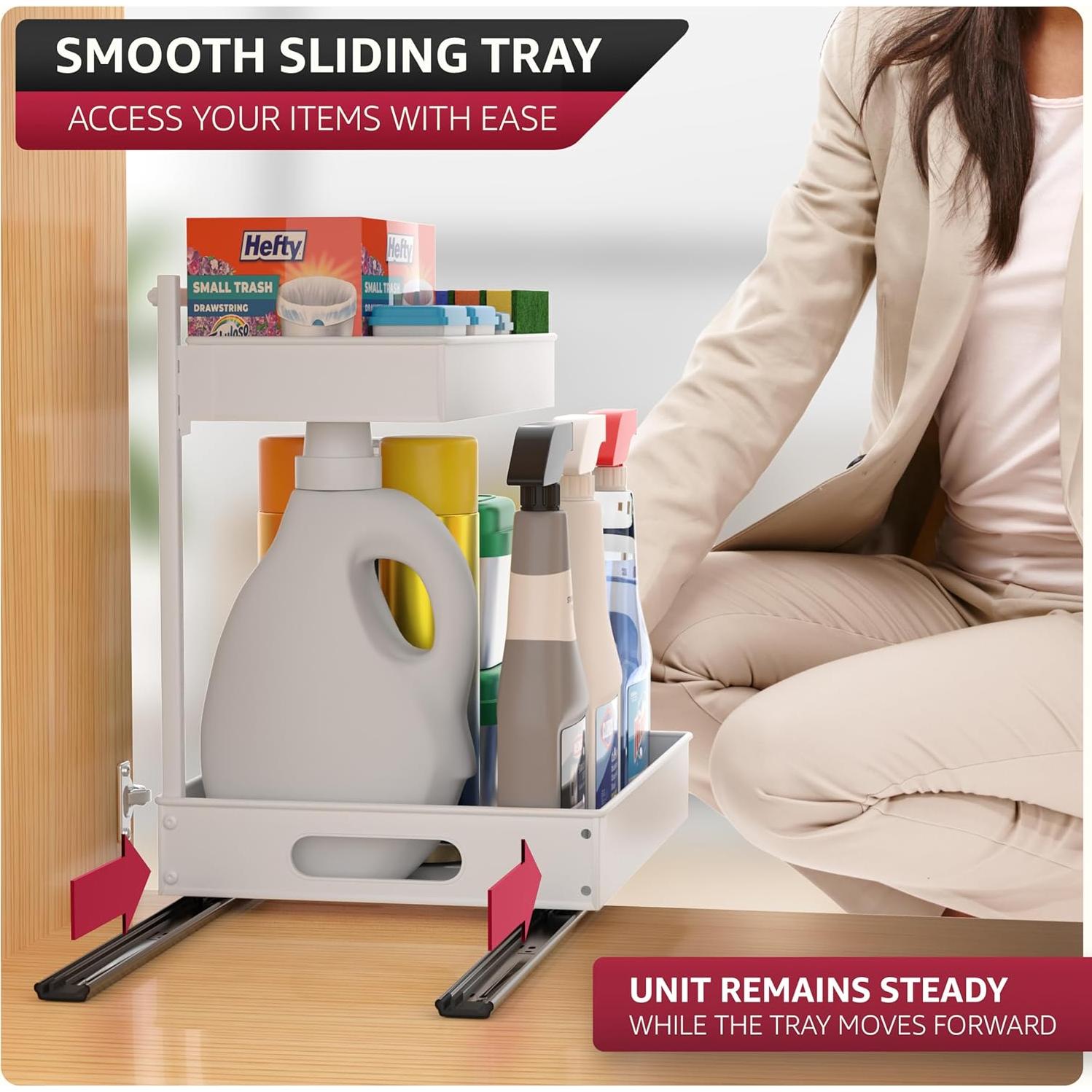 Organizador Bajo Fregadero Sorbus Blanco con Rieles Deslizantes