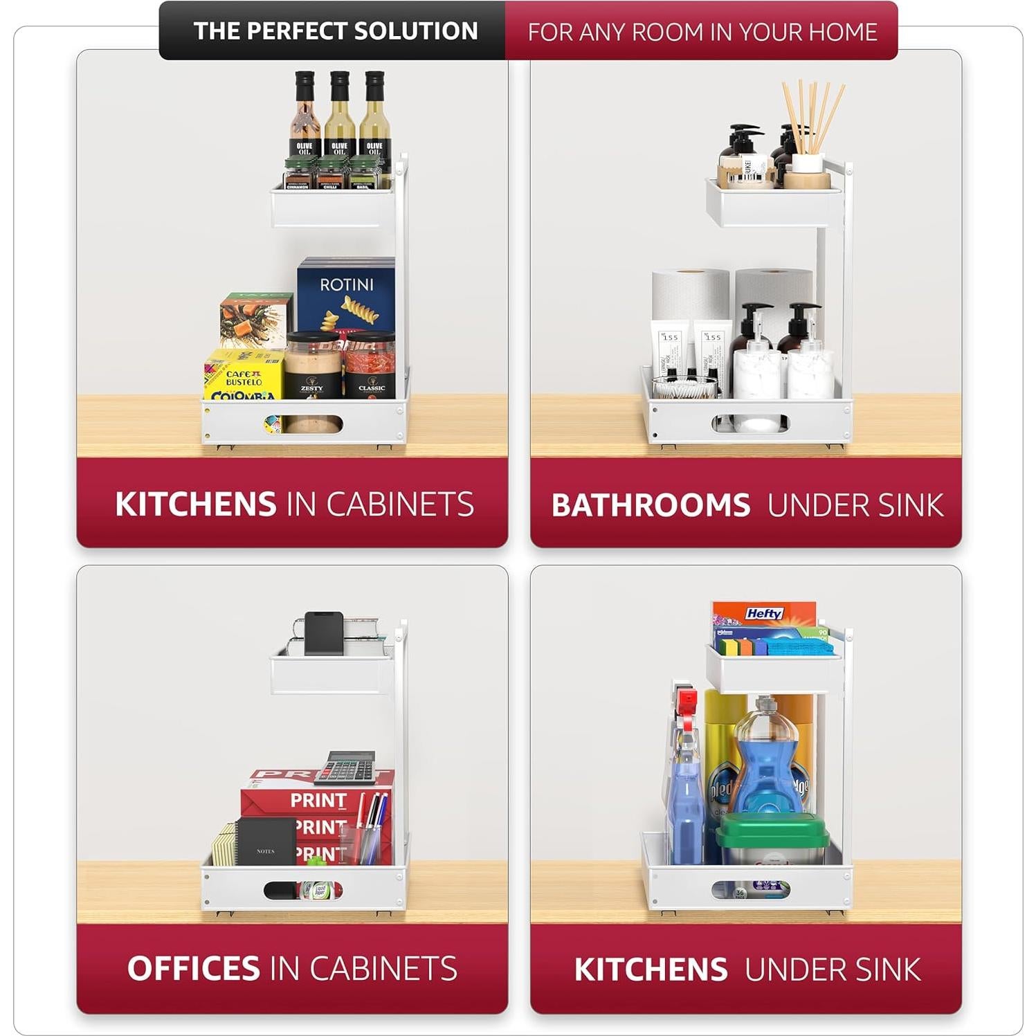 Organizador Bajo Fregadero Sorbus Blanco con Rieles Deslizantes