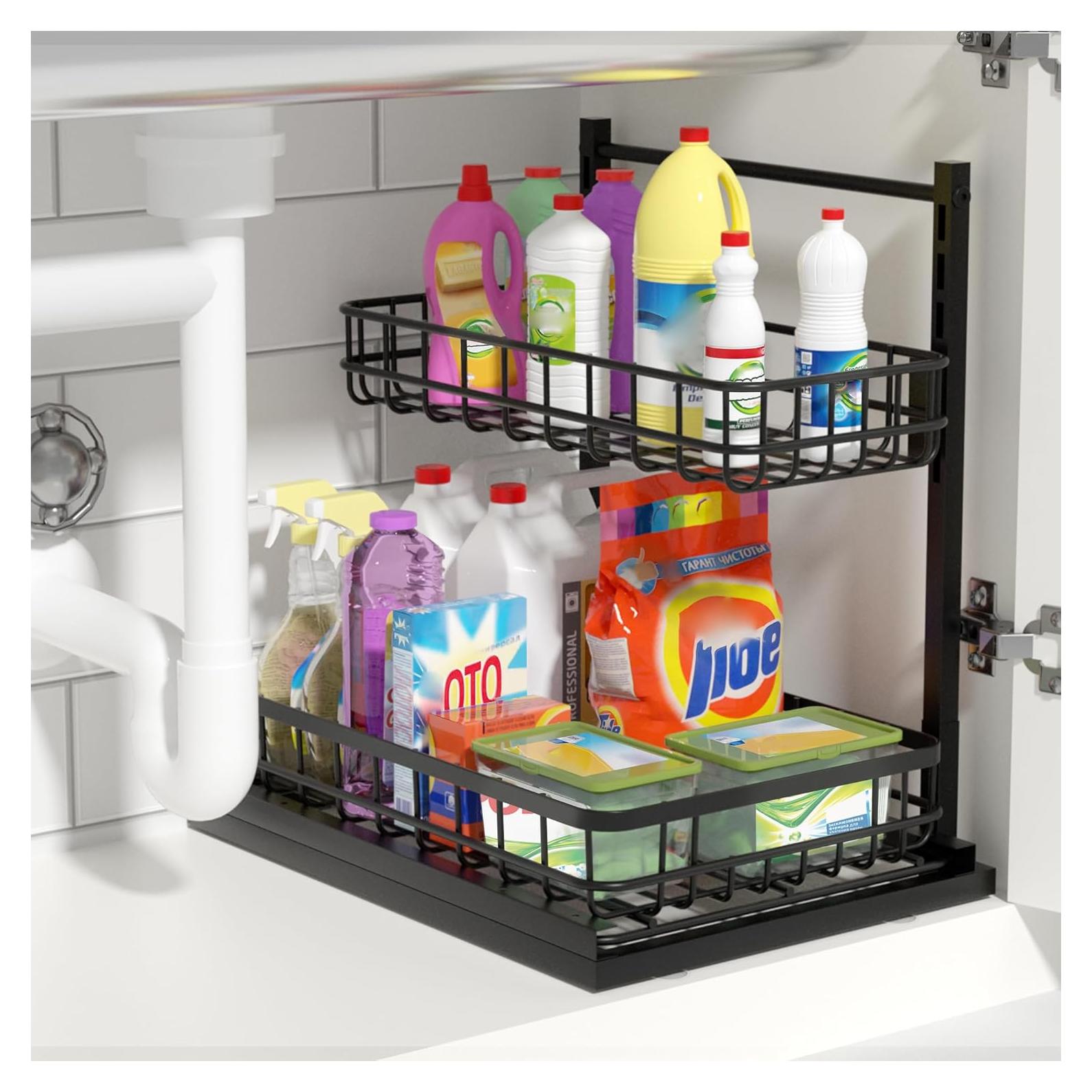 Organizador Bajo Fregadero Uninol, Altura Ajustable, 2 Niveles