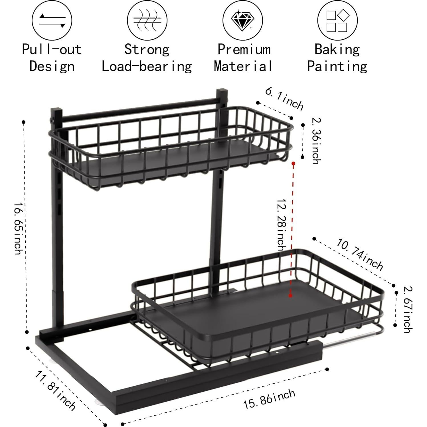 Organizador Bajo Fregadero Uninol, Altura Ajustable, 2 Niveles