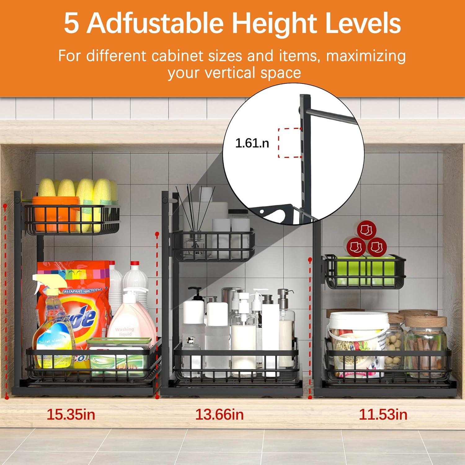 Organizador Bajo Fregadero Uninol, Altura Ajustable, 2 Niveles