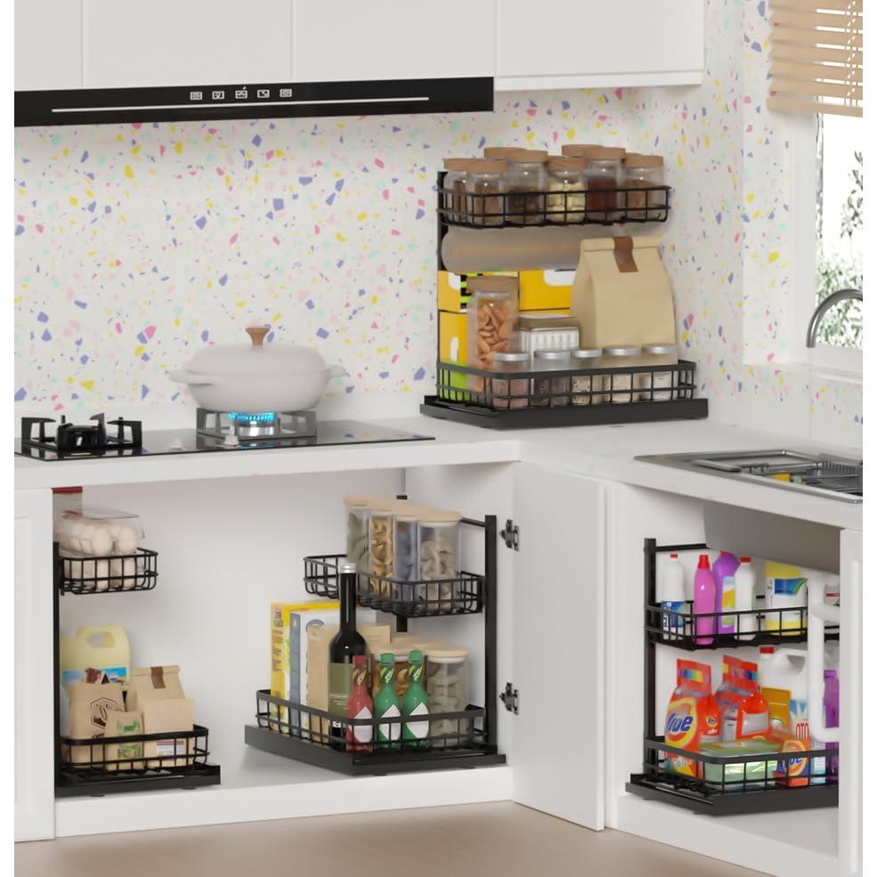 Organizador Bajo Fregadero Uninol, Altura Ajustable, 2 Niveles