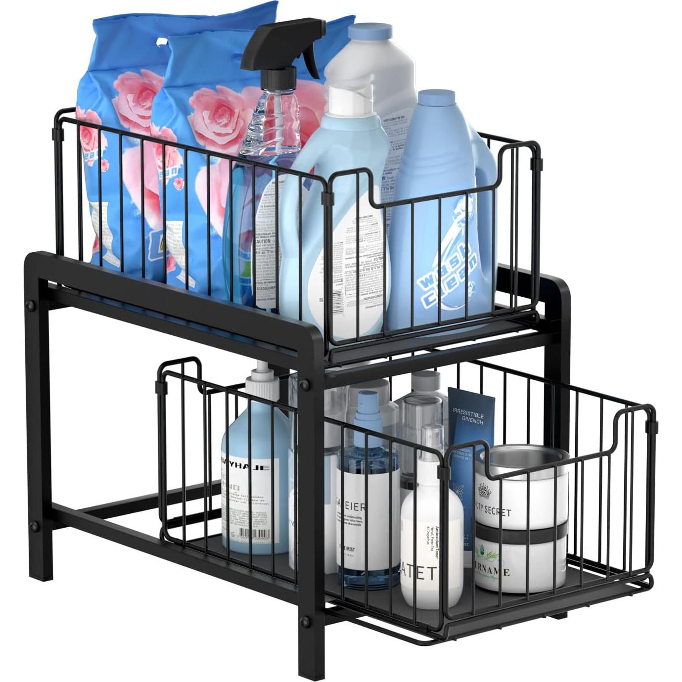 Organizador Bajo Fregadero NPPLUS 2 Niveles Metal Negro