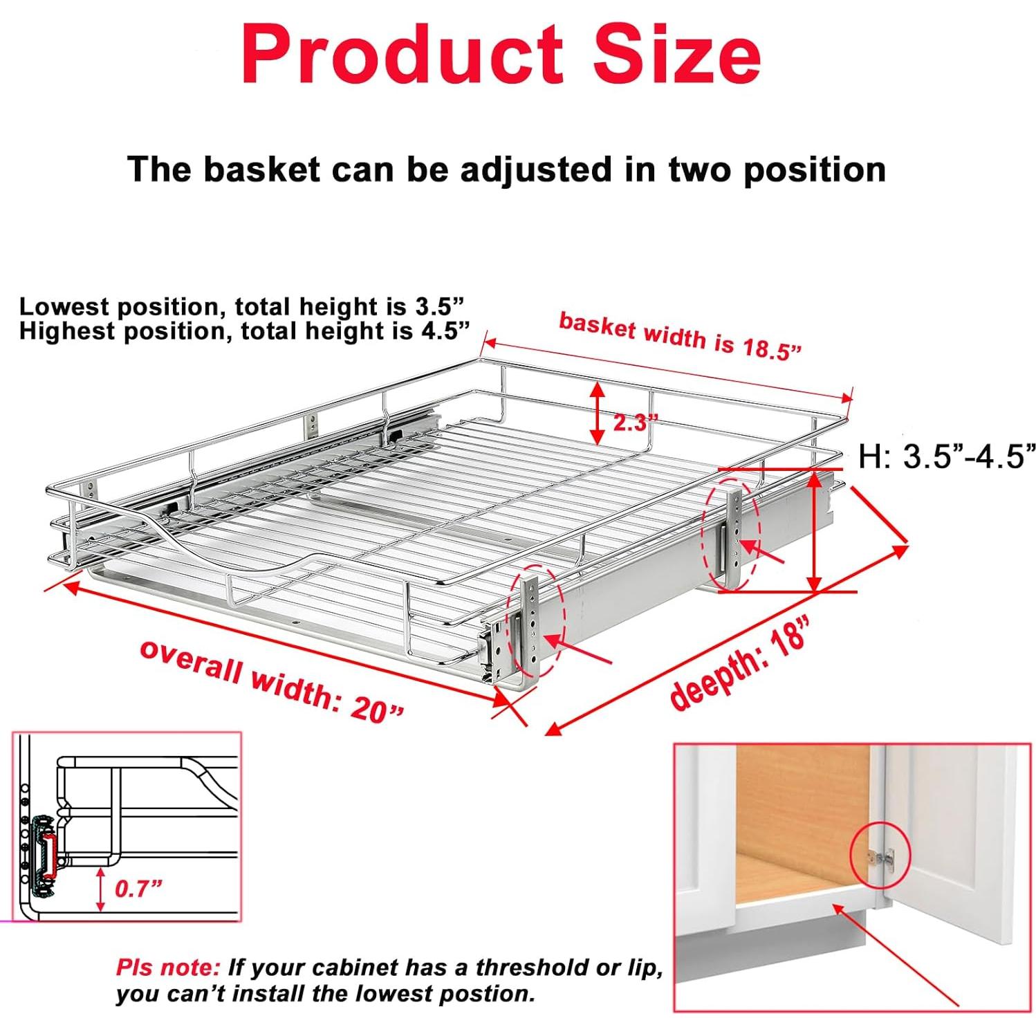 Organizador Extraíble DINDON 20" x 18" Cromado para Gabinete