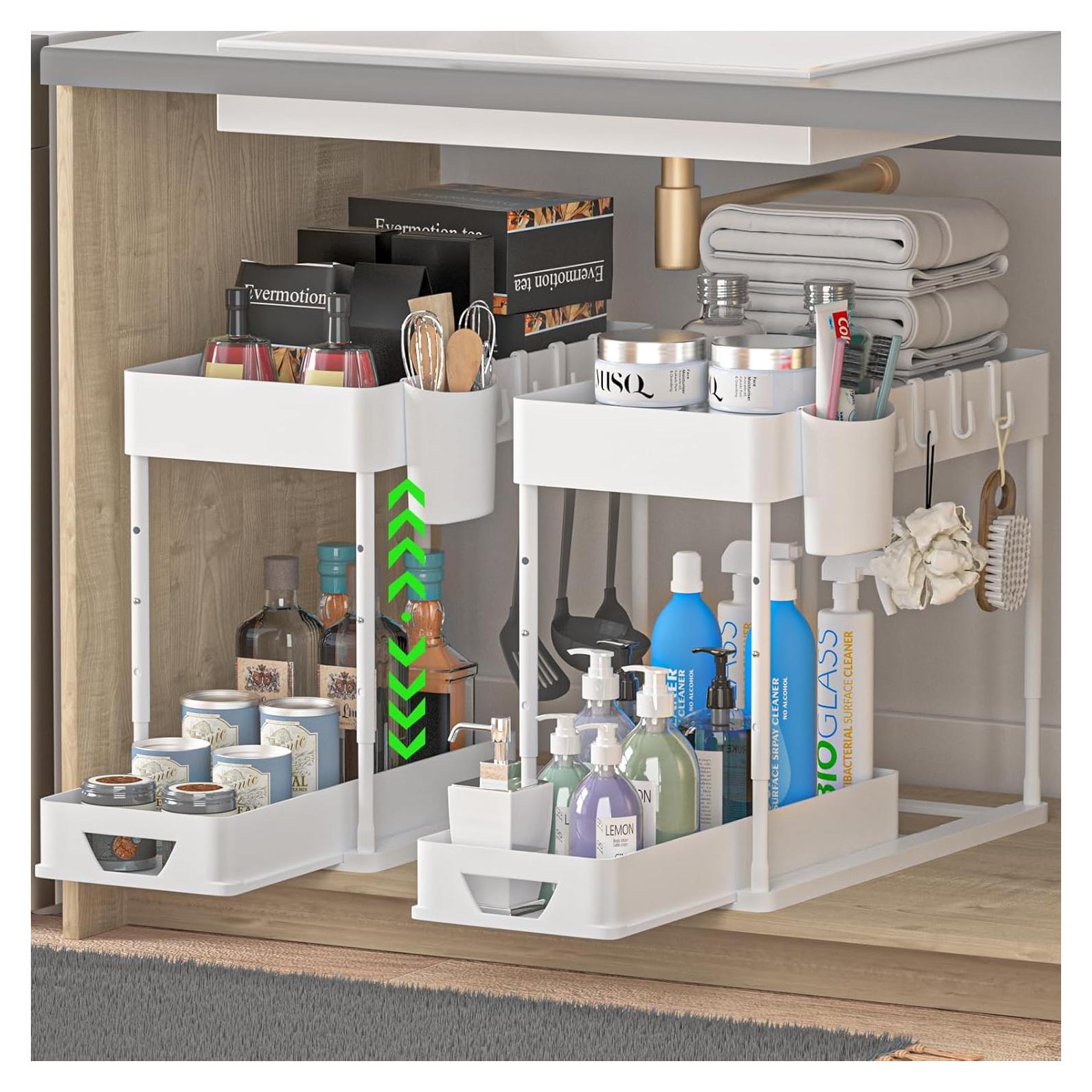 Organizador Bajo Fregadero HI NINGER 2 Niveles Ajustable Blanco