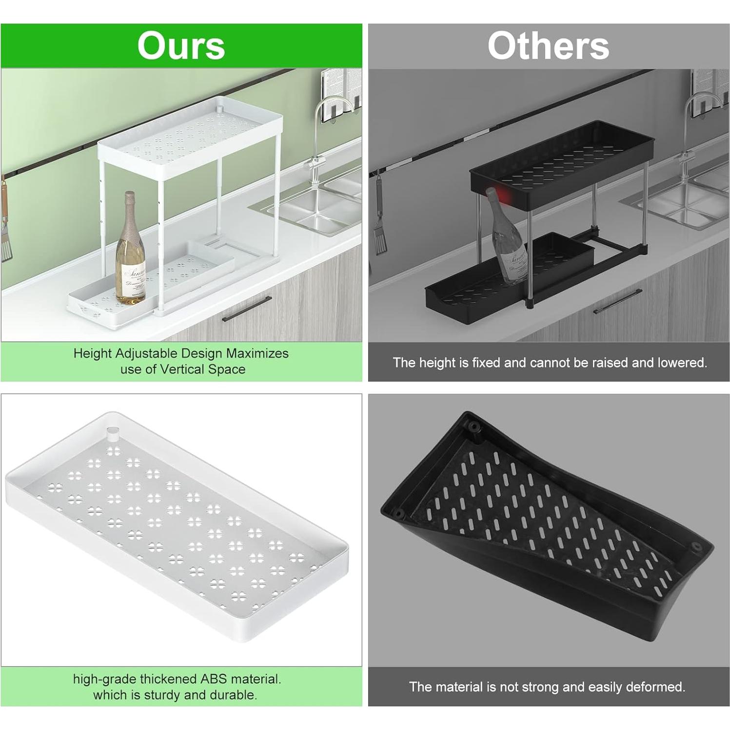 Organizador Bajo Fregadero HI NINGER 2 Niveles Ajustable Blanco