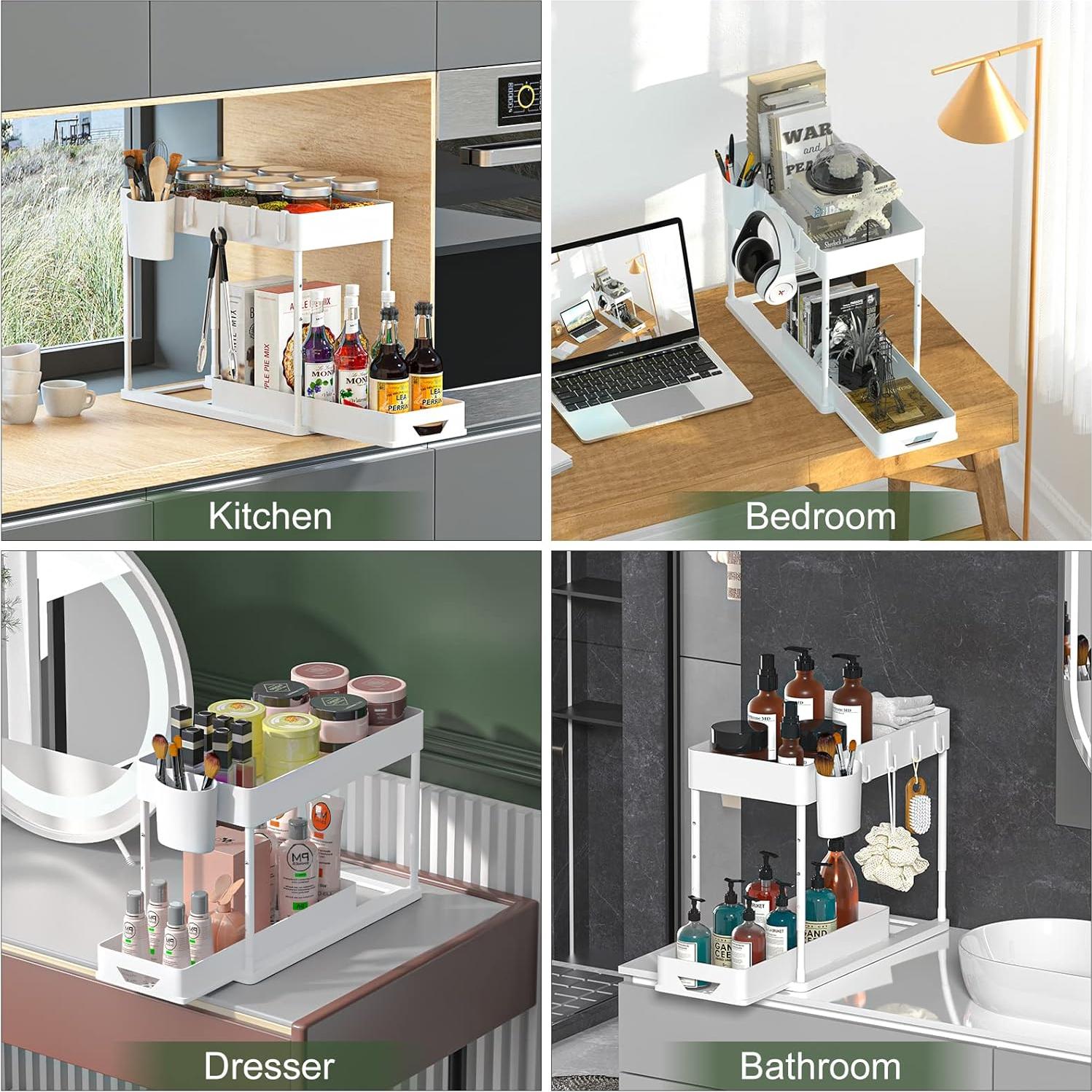 Organizador Bajo Fregadero HI NINGER 2 Niveles Ajustable Blanco