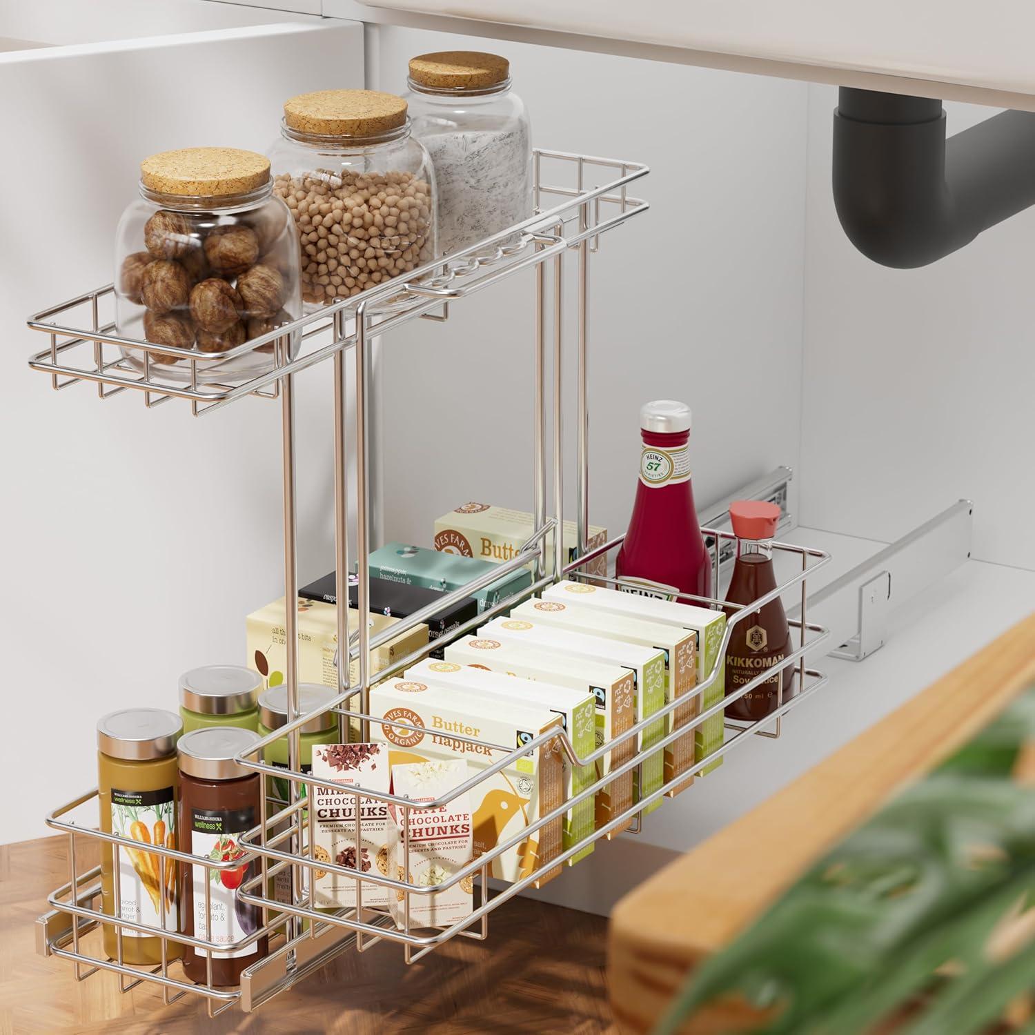 Organizador Deslizante STORKING 2 Niveles Cromado 28x46 cm