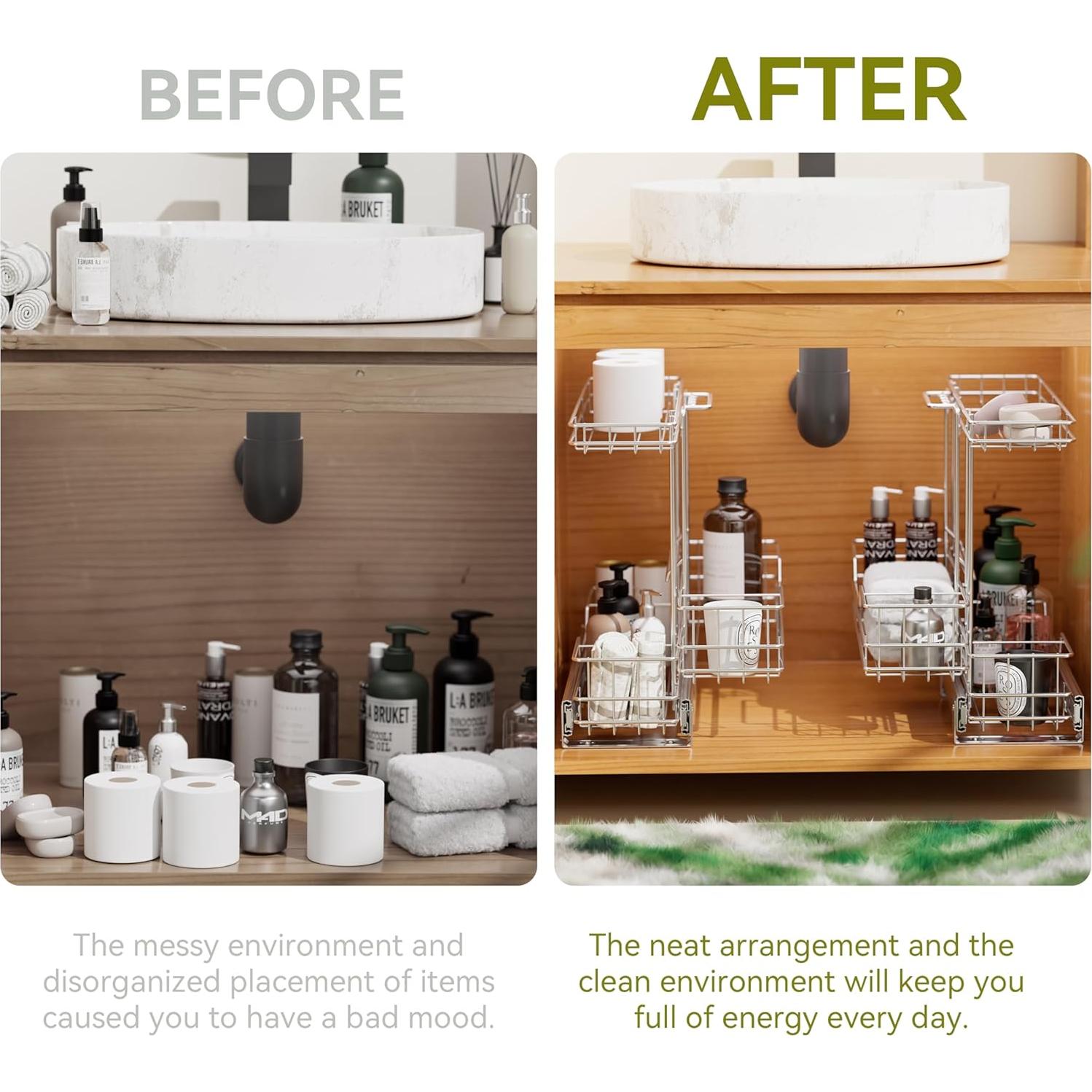 Organizador Deslizante STORKING 2 Niveles Cromado 28x46 cm