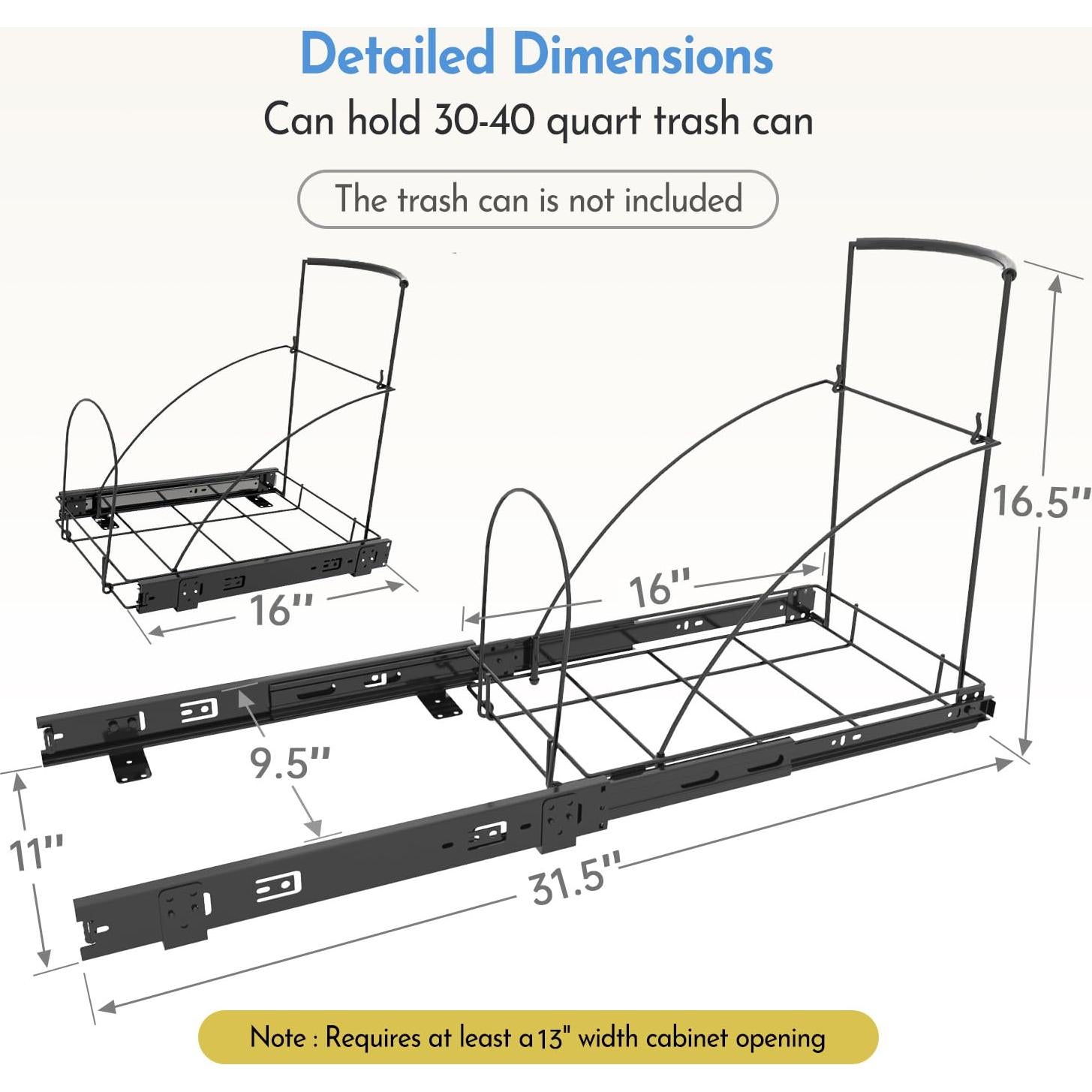 Cesto de Basura Extraíble Bajo el Gabinete Tanamu 27.9x40.6cm