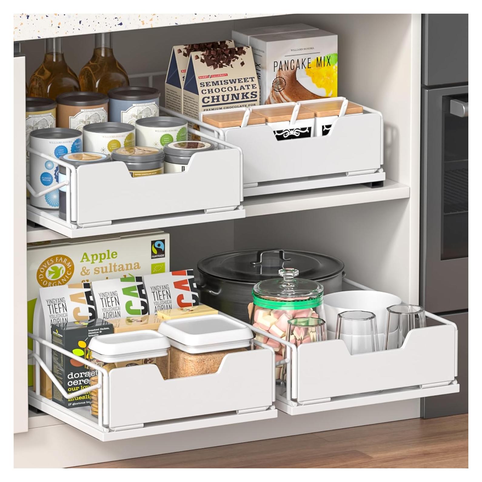 Organizador de Gabinete ZOINLIY Deslizante Metal Blanco 39.9x24.9x10.2 cm