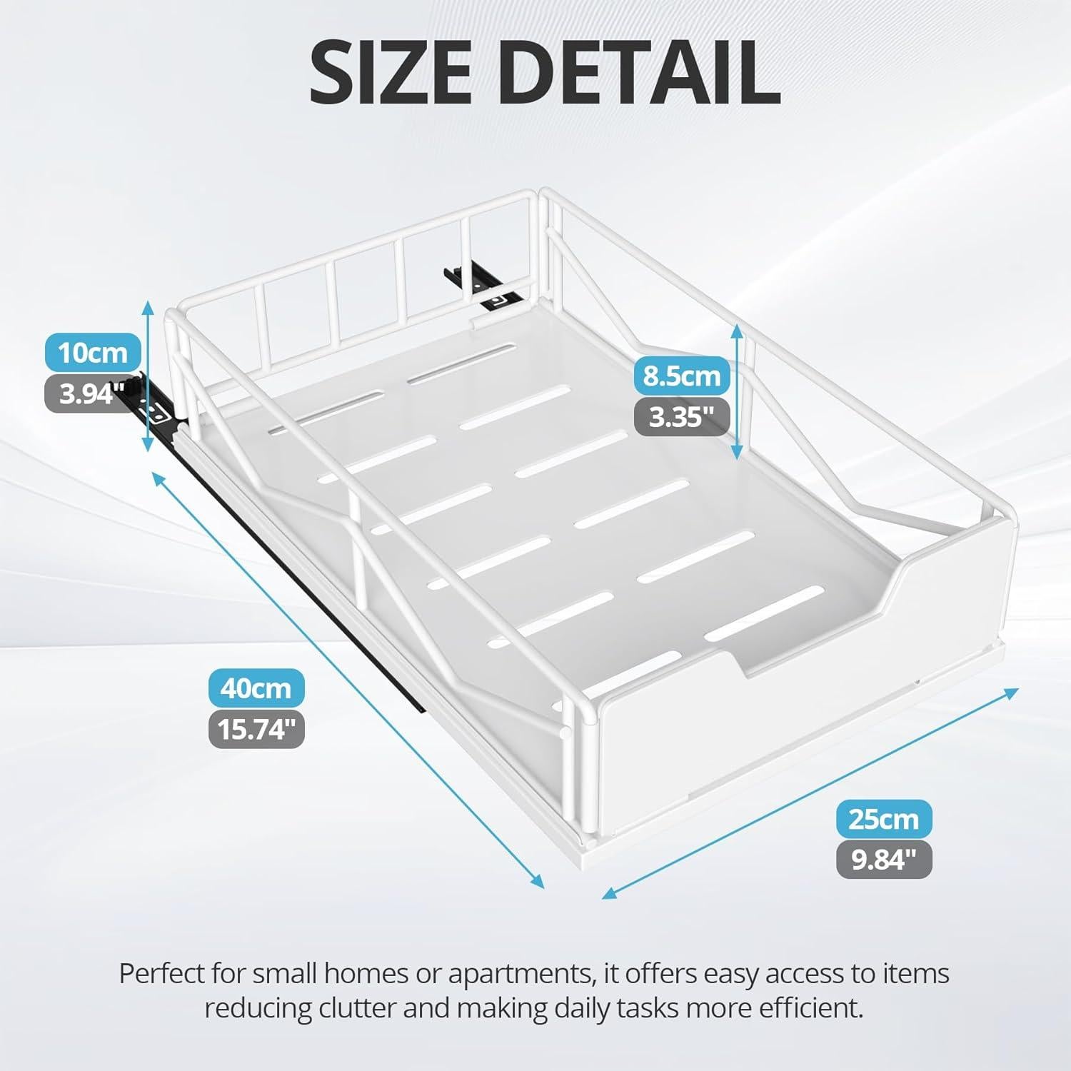 Organizador de Gabinete ZOINLIY Deslizante Metal Blanco 39.9x24.9x10.2 cm